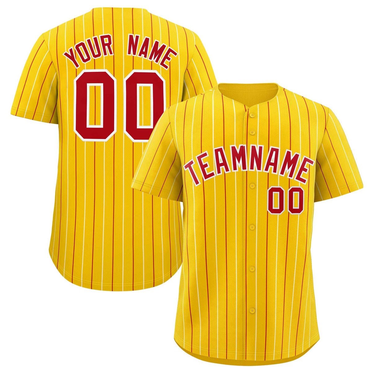 Custom Gold Red and White Bi-Color Stripes Fashion Authentic Baseball Jersey