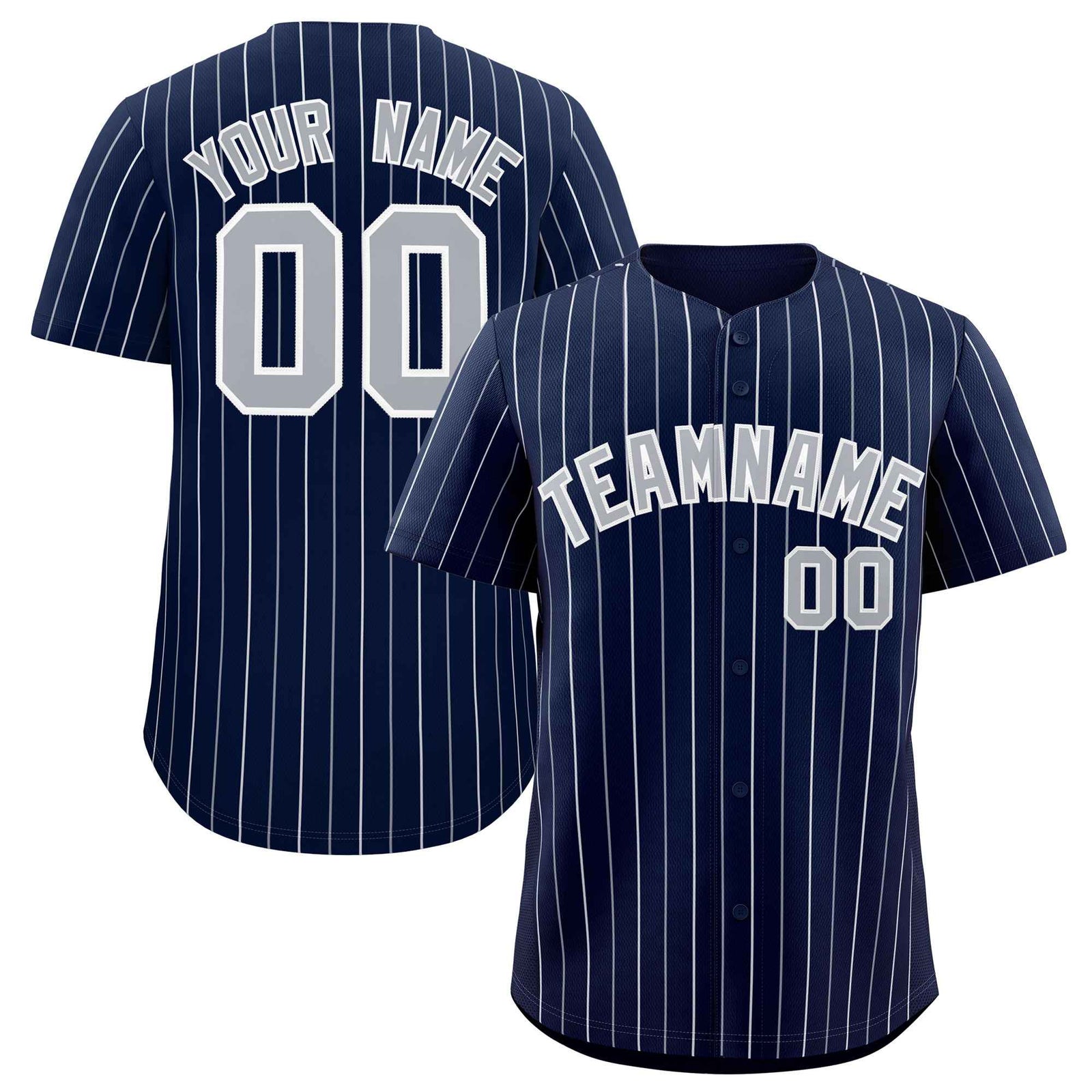 Custom Navy Gray and White Bi-Color Stripes Fashion Authentic Baseball Jersey