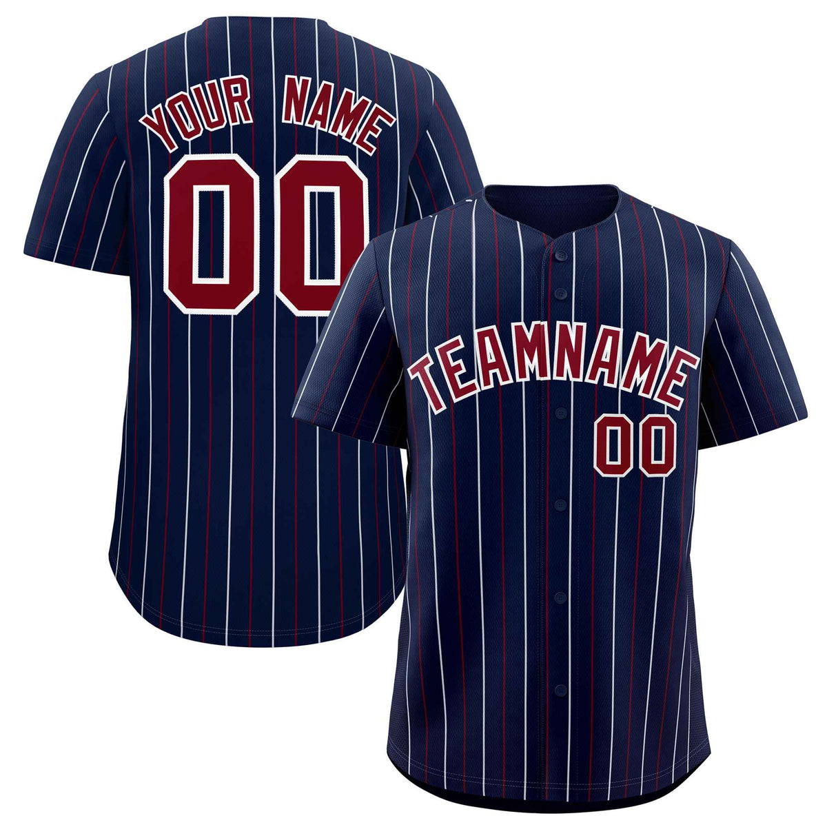 Custom Navy Crimson and White Bi-Color Stripes Fashion Authentic Baseball Jersey