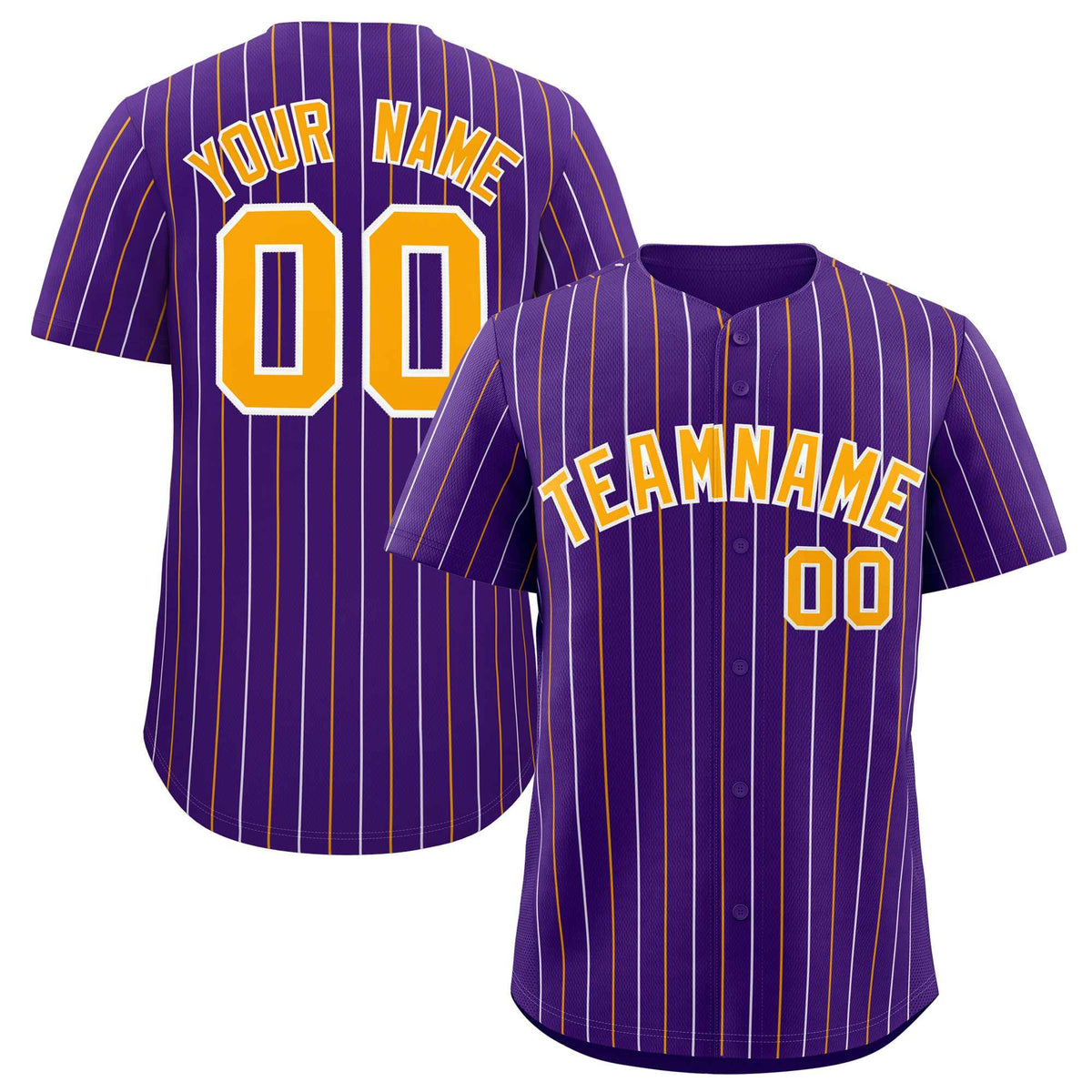 Custom Purple Yellow and White Bi-Color Stripes Fashion Authentic Baseball Jersey