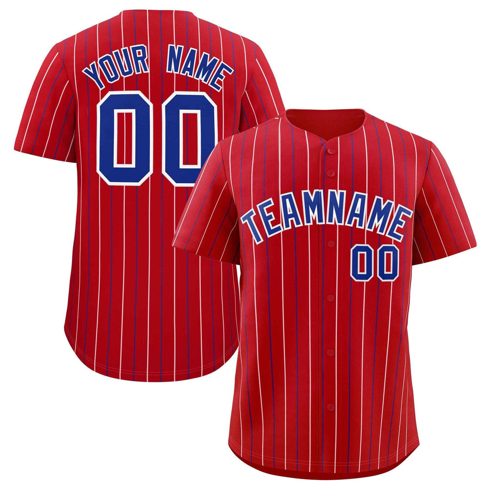 Custom Red Royal and White Bi-Color Stripes Fashion Authentic Baseball Jersey