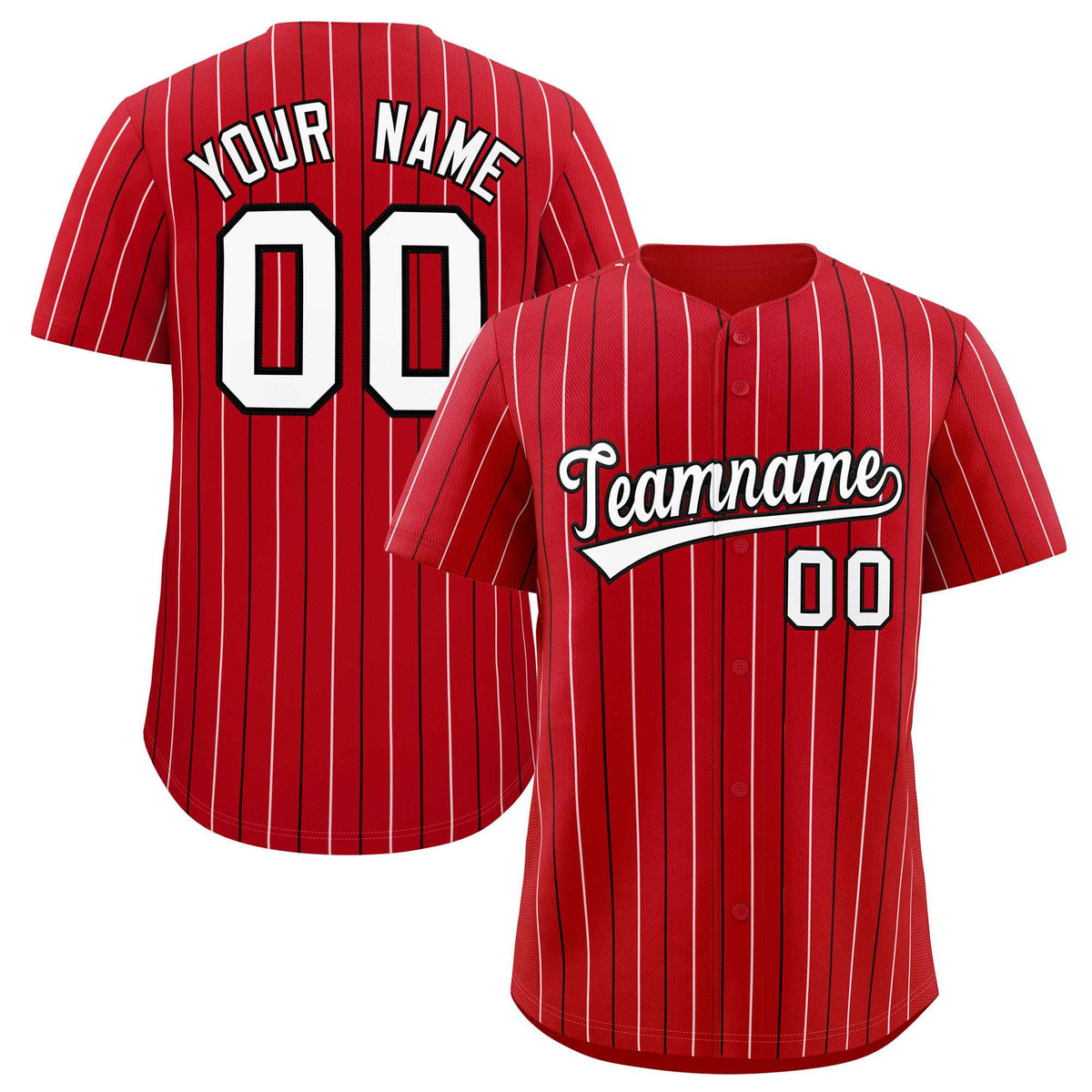 Custom Red White and Black Bi-Color Stripes Fashion Authentic Baseball Jersey