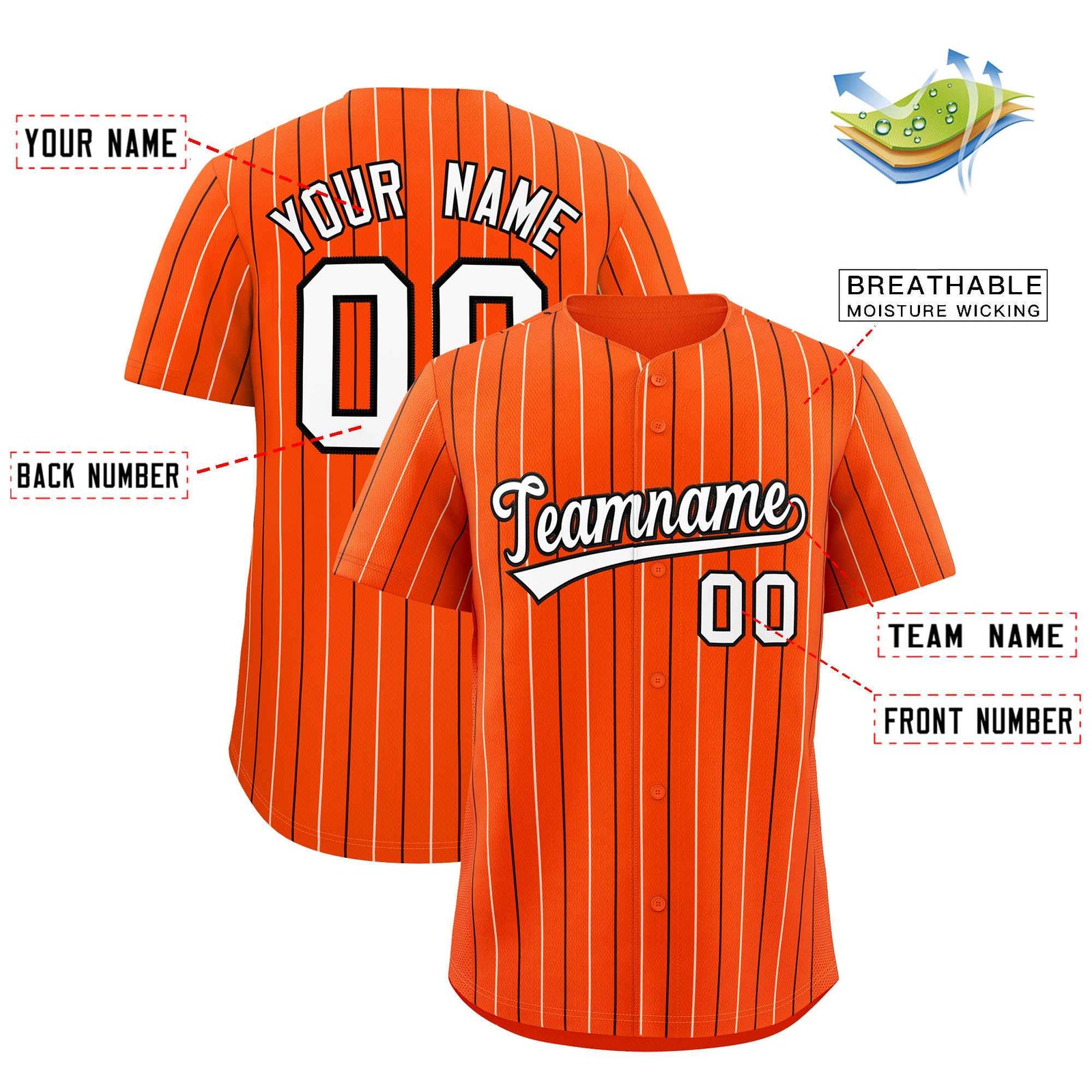 Custom Orange White and Black Bi-Color Stripes Fashion Authentic Baseball Jersey
