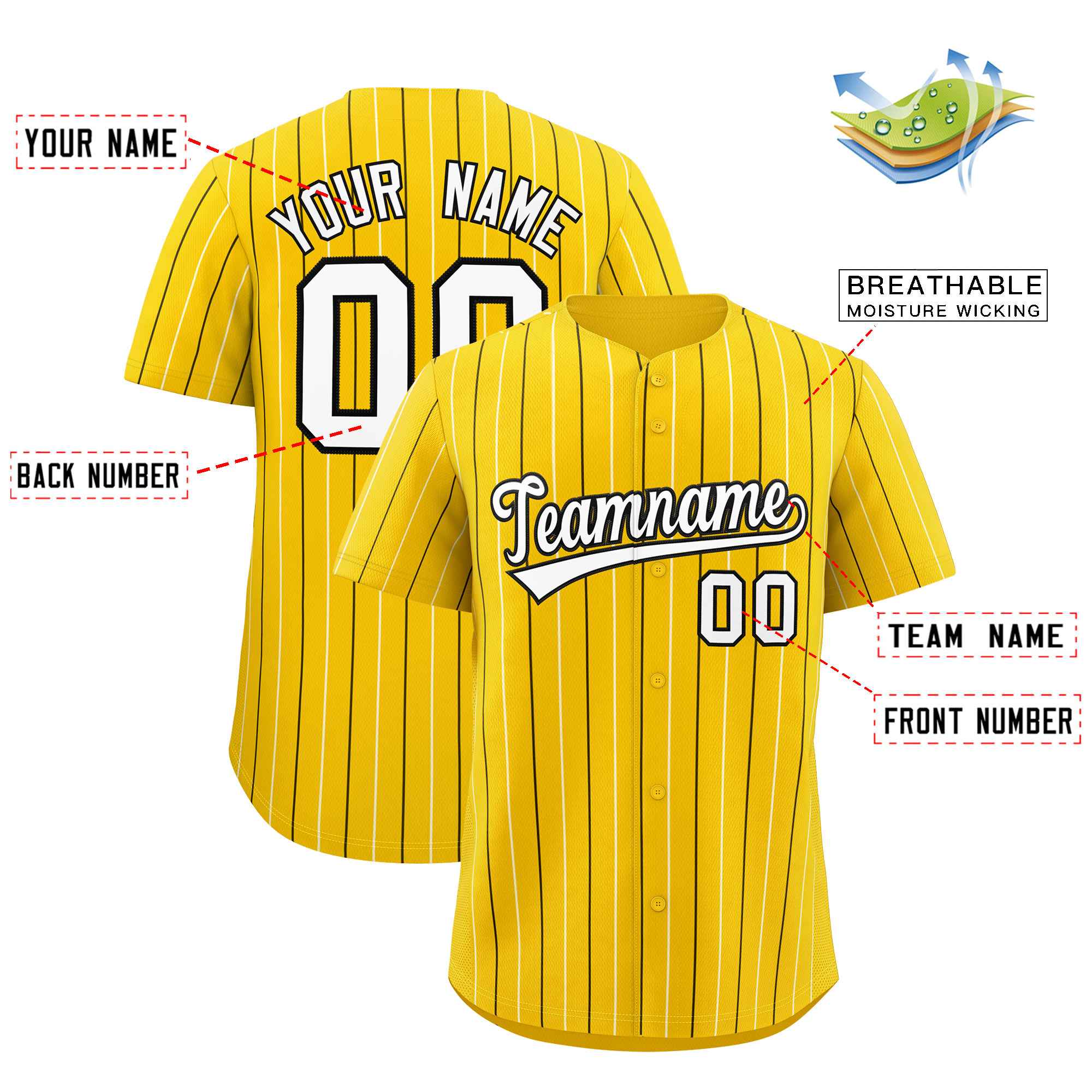 Custom Gold Black and White Bi-Color Stripes Fashion Authentic Baseball Jersey