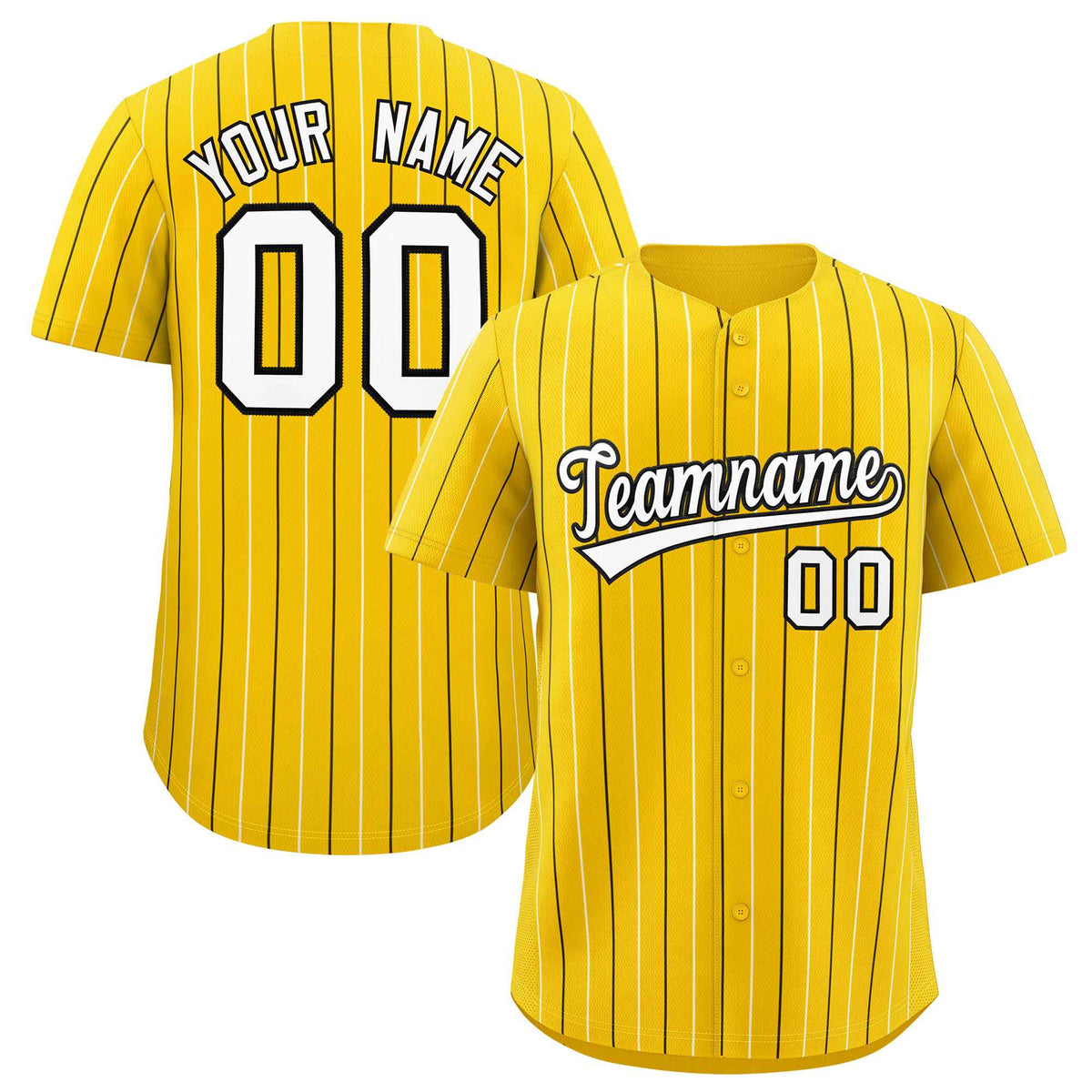 Custom Gold Black and White Bi-Color Stripes Fashion Authentic Baseball Jersey