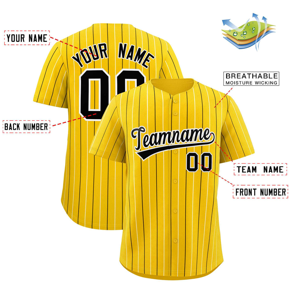 Custom Gold Black and White Bi-Color Stripes Fashion Authentic Baseball Jersey