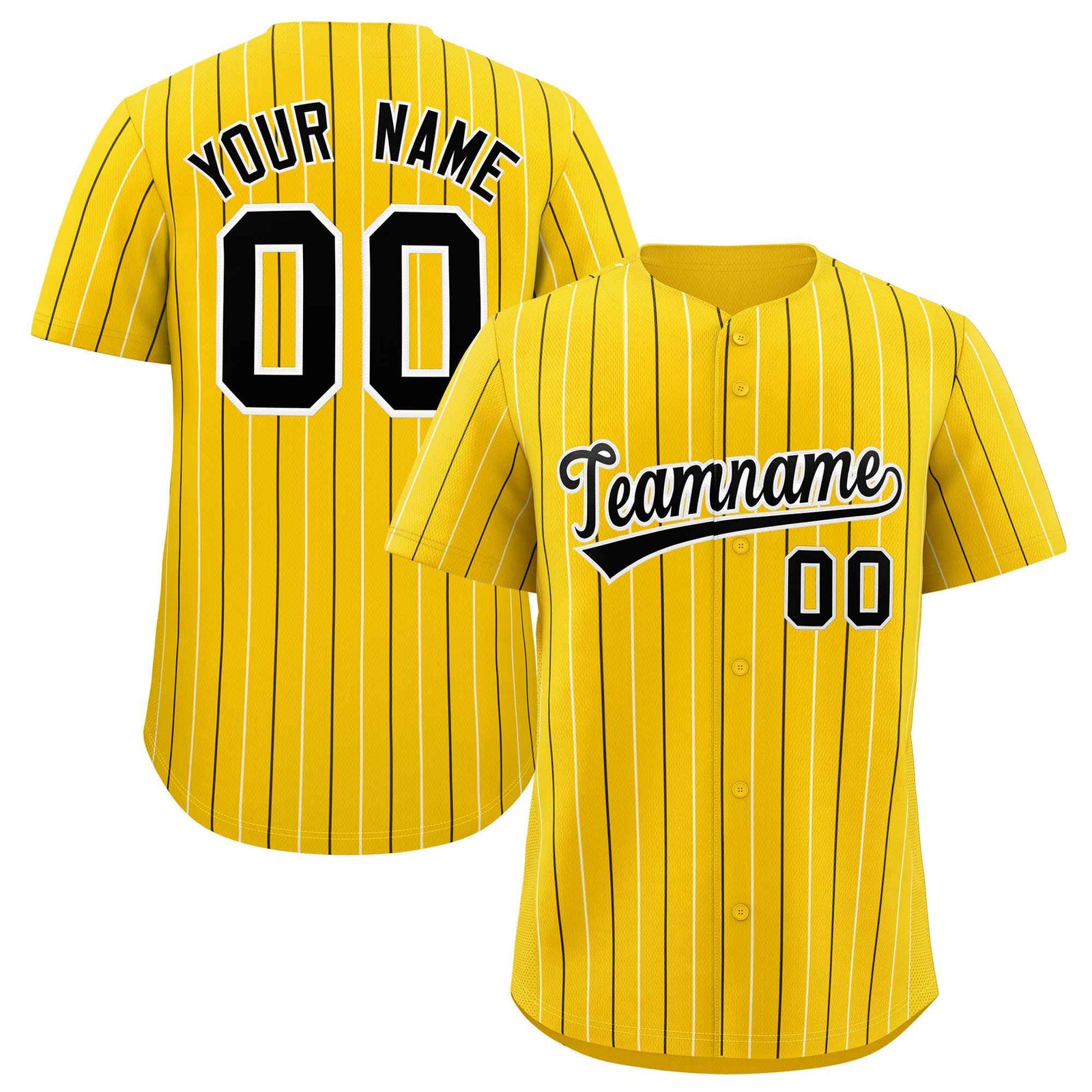 Custom Gold Black and White Bi-Color Stripes Fashion Authentic Baseball Jersey