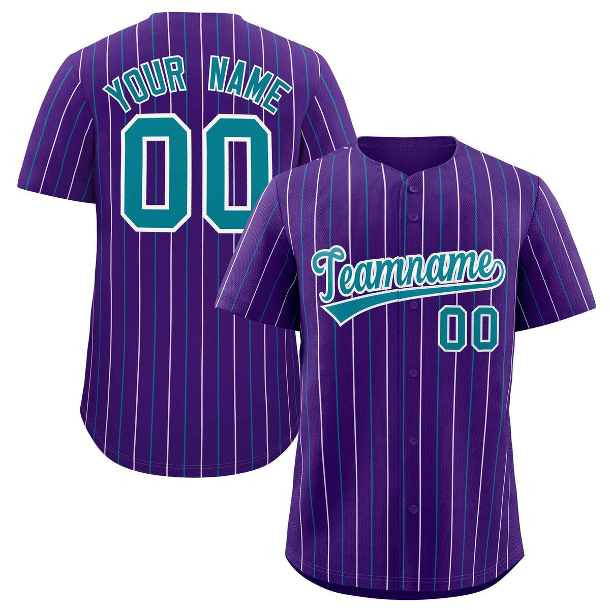 Custom Purple Teal and White Bi-Color Stripes Fashion Authentic Baseball Jersey