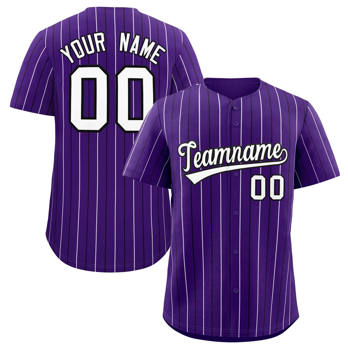 Custom Purple White and Black Bi-Color Stripes Fashion Authentic Baseball Jersey