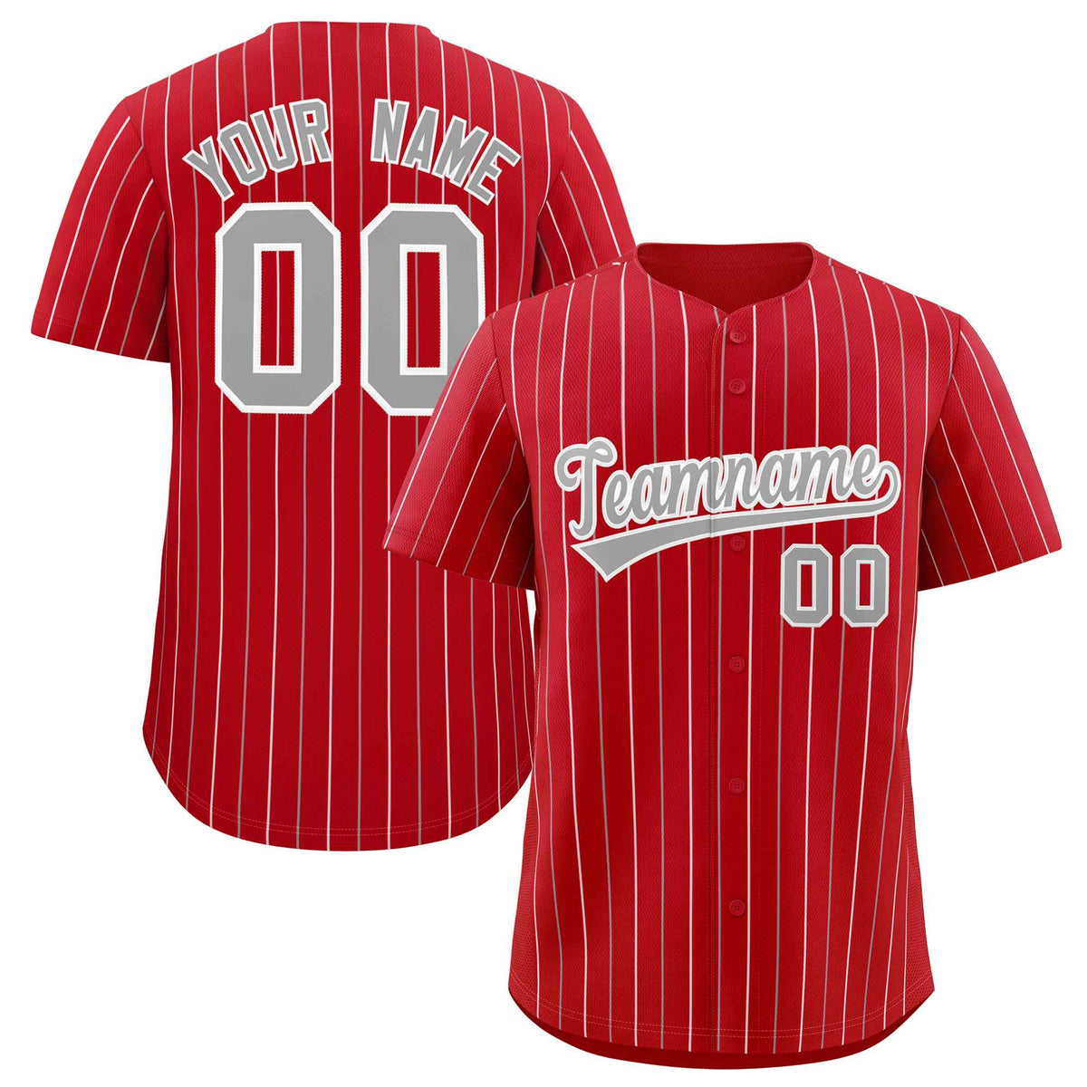 Custom Red Gray and White Bi-Color Stripes Fashion Authentic Baseball Jersey