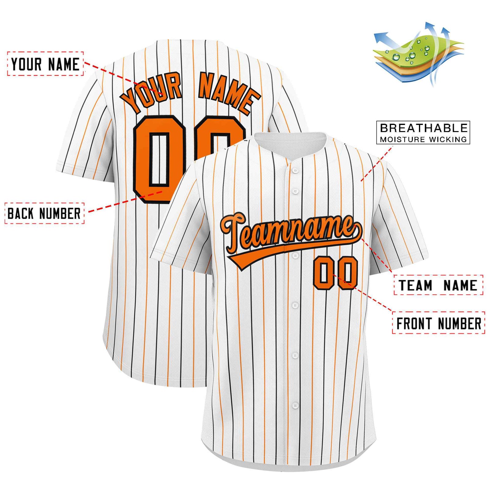 Custom White Orange and White Bi-Color Stripes Fashion Authentic Baseball Jersey