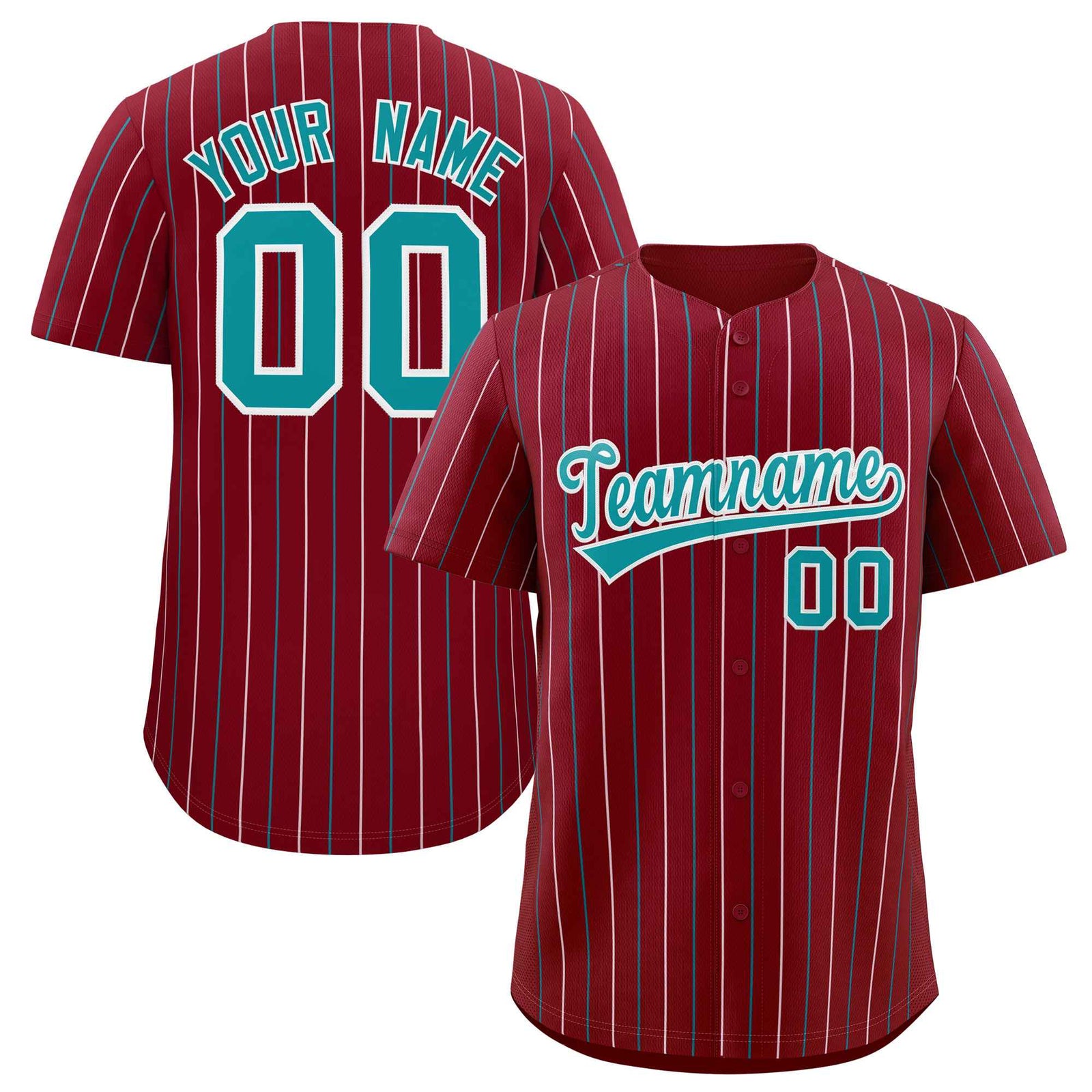 Custom Crimson Aqua and White Bi-Color Stripes Fashion Authentic Baseball Jersey