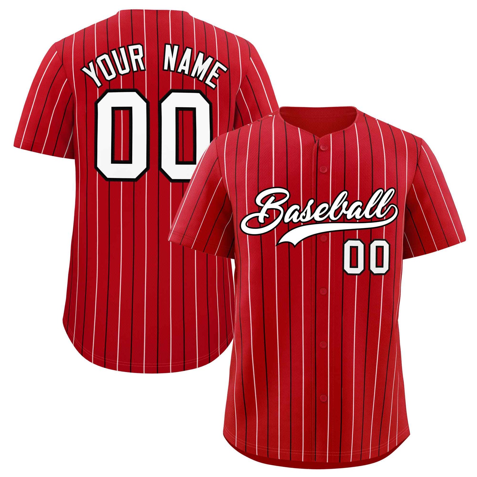 Custom Red White and Black Bi-Color Stripes Fashion Authentic Baseball Jersey