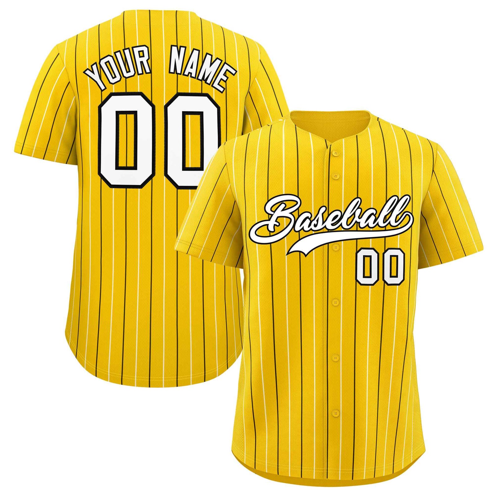 Custom Gold Black and White Bi-Color Stripes Fashion Authentic Baseball Jersey