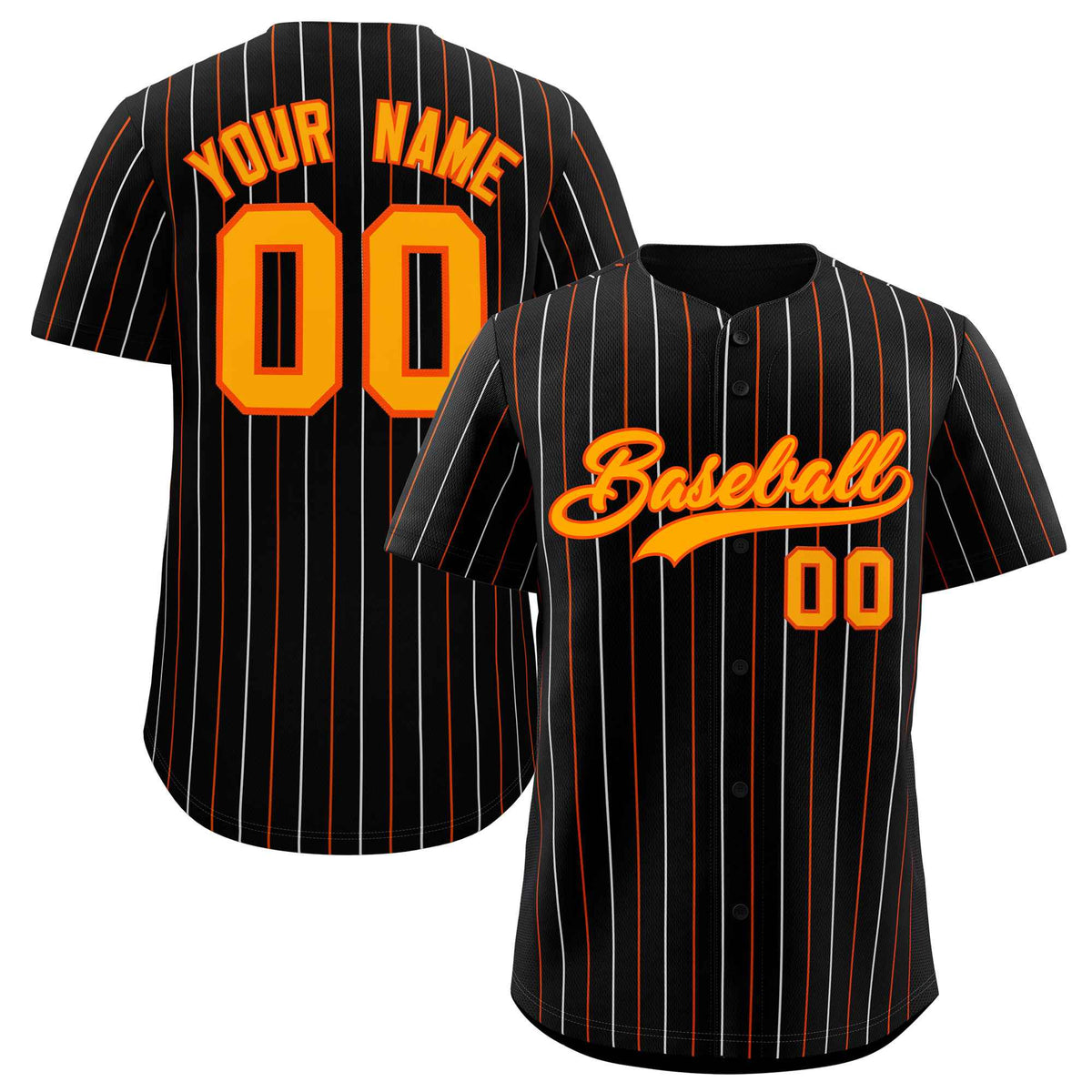 Custom Black Orange and White Bi-Color Stripes Fashion Authentic Baseball Jersey
