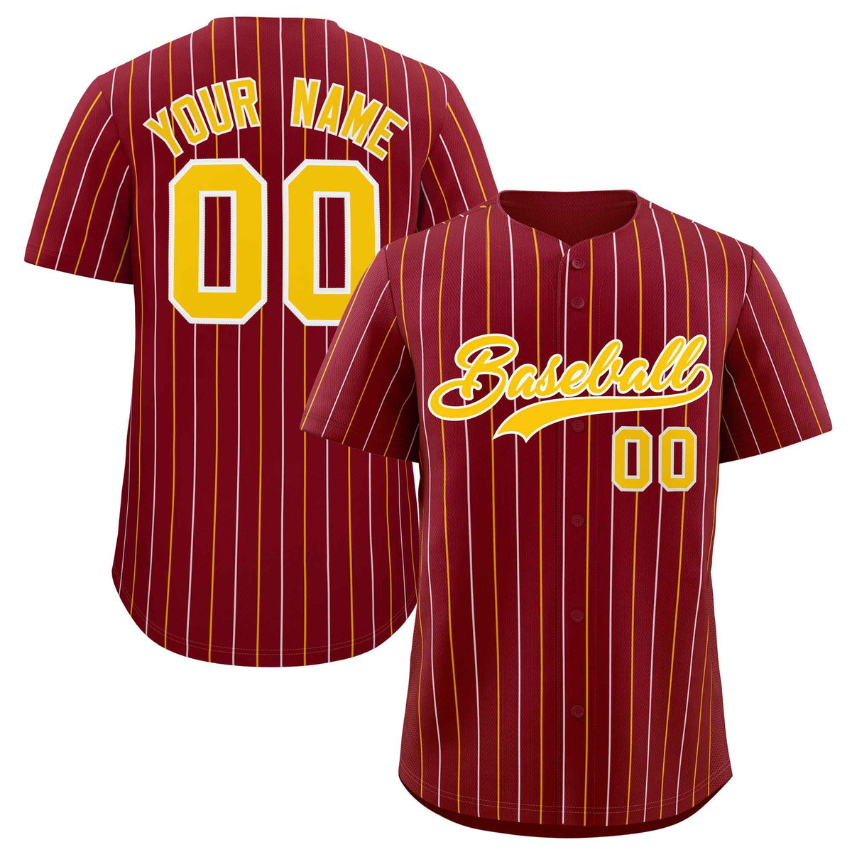 Custom Crimson Gold and White Bi-Color Stripes Fashion Authentic Baseball Jersey