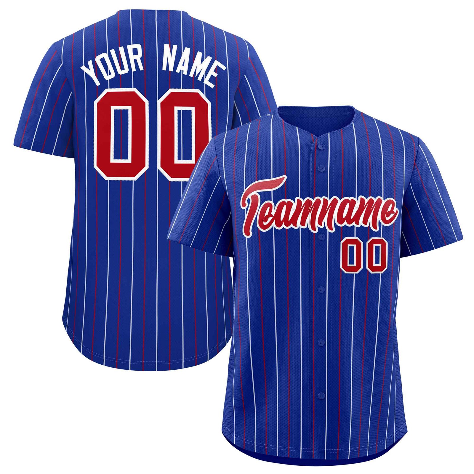 Custom Royal Red and White Bi-Color Stripes Fashion Authentic Baseball Jersey