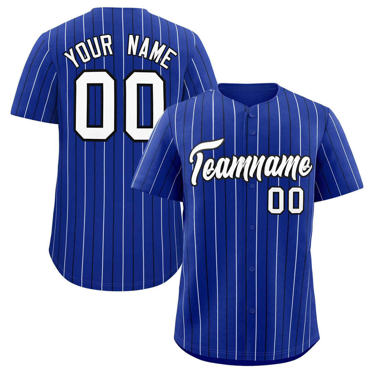 Custom Royal Black and White Bi-Color Stripes Fashion Authentic Baseball Jersey