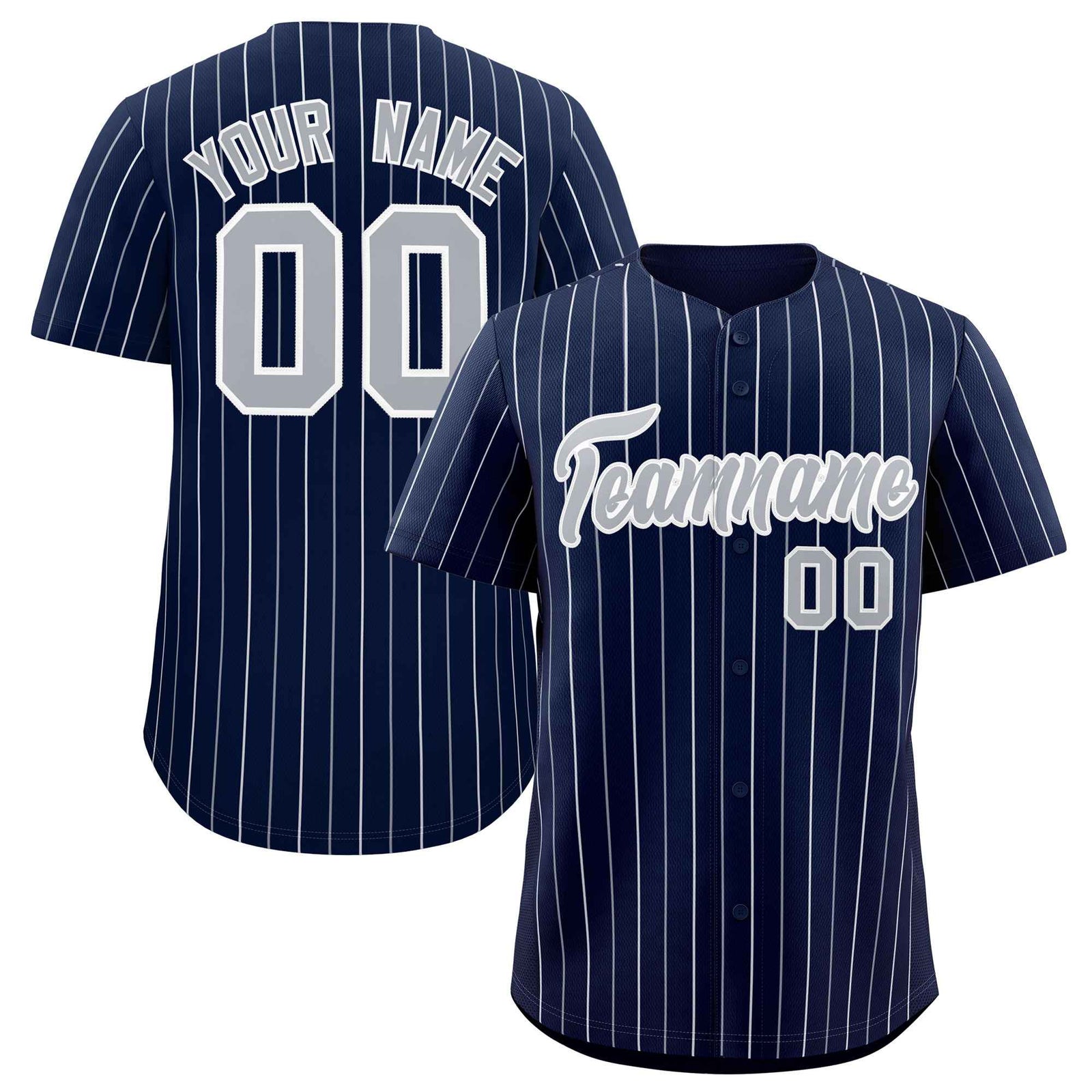 Custom Navy Gray and White Bi-Color Stripes Fashion Authentic Baseball Jersey