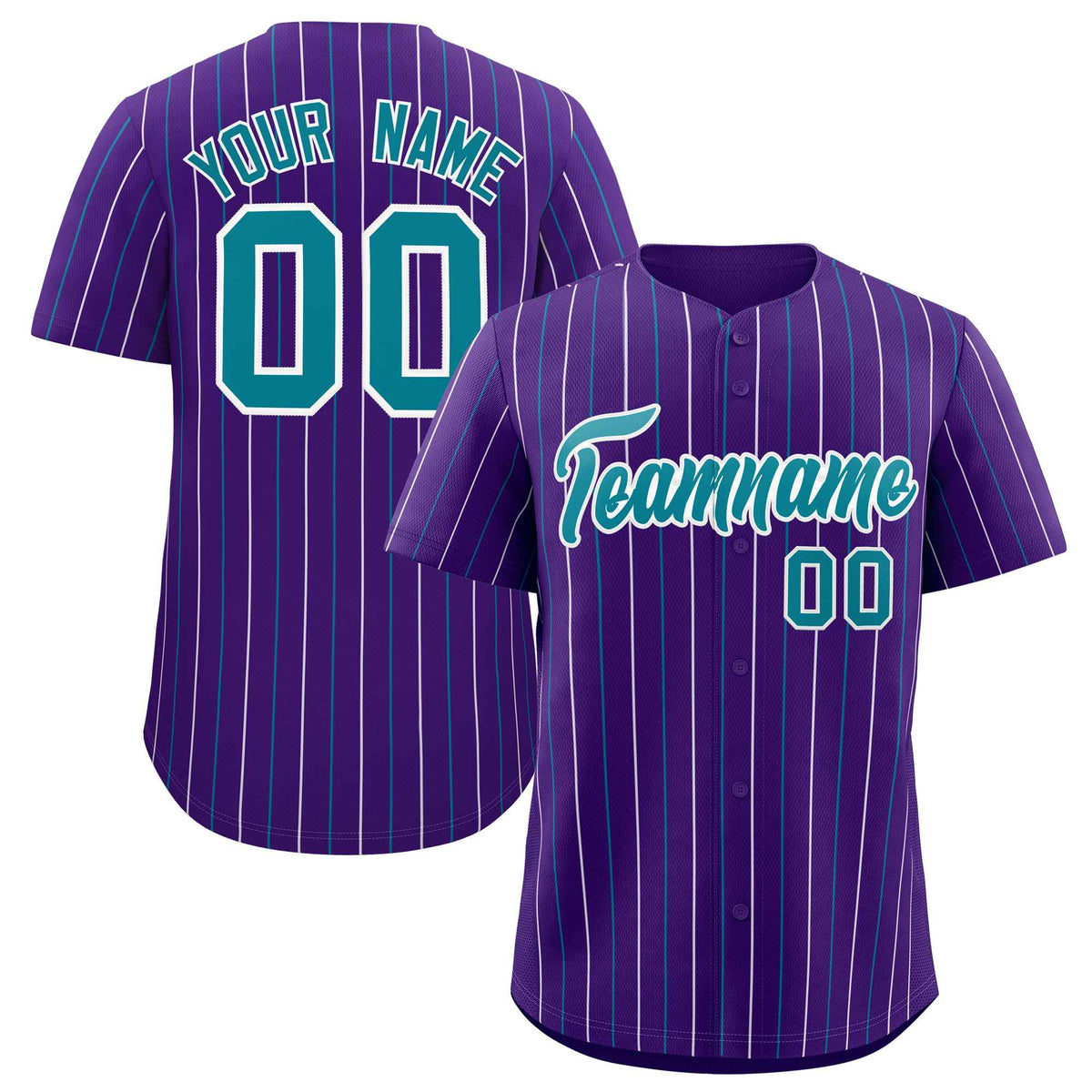Custom Purple Teal and White Bi-Color Stripes Fashion Authentic Baseball Jersey