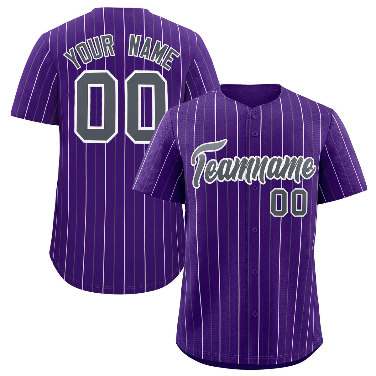 Custom Purple Dark Gray and White Bi-Color Stripes Fashion Authentic Baseball Jersey