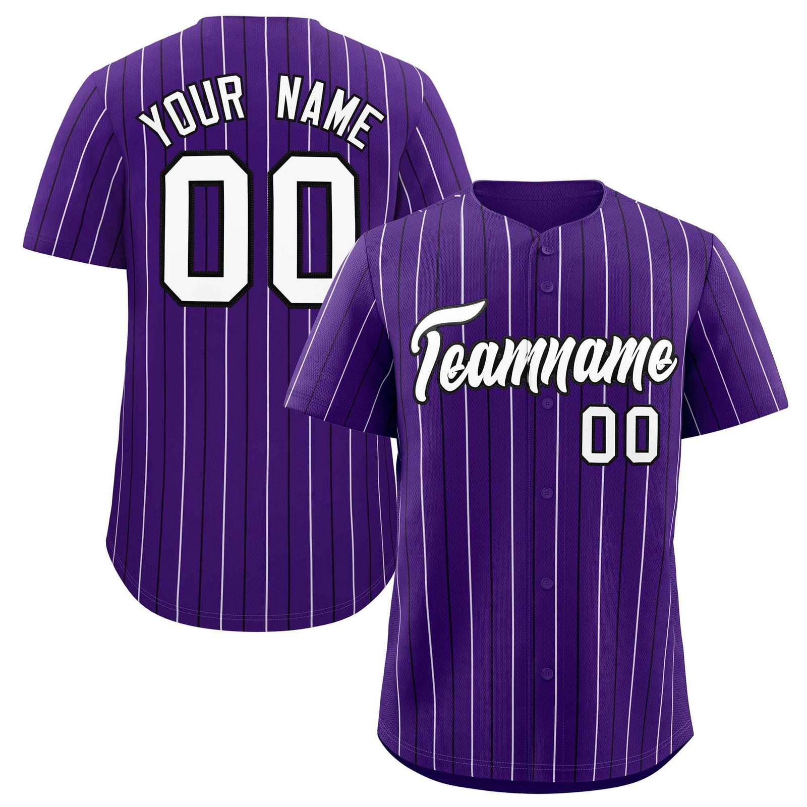 Custom Purple White and Black Bi-Color Stripes Fashion Authentic Baseball Jersey