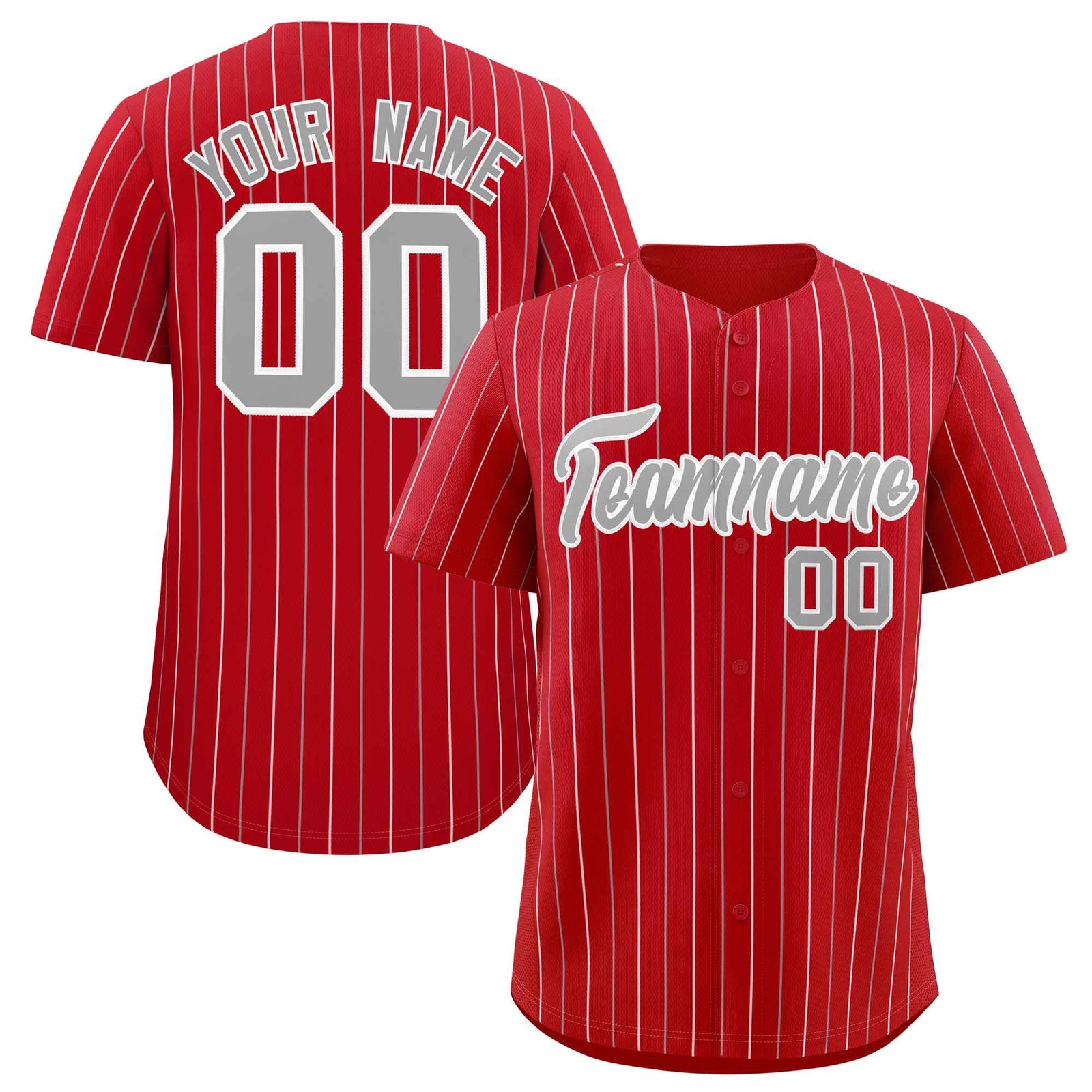Custom Red Gray and White Bi-Color Stripes Fashion Authentic Baseball Jersey