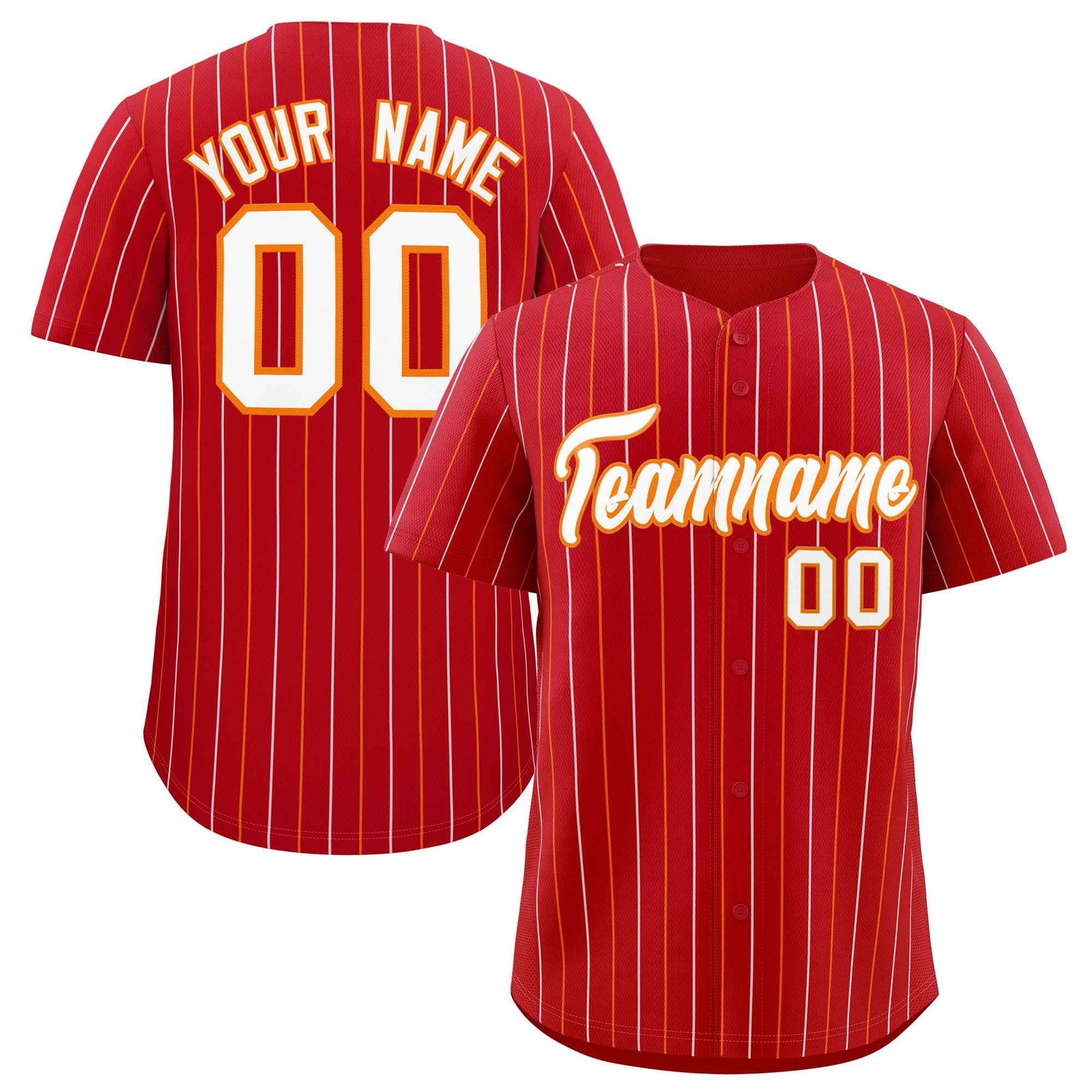 Custom Red White and Orange Bi-Color Stripes Fashion Authentic Baseball Jersey