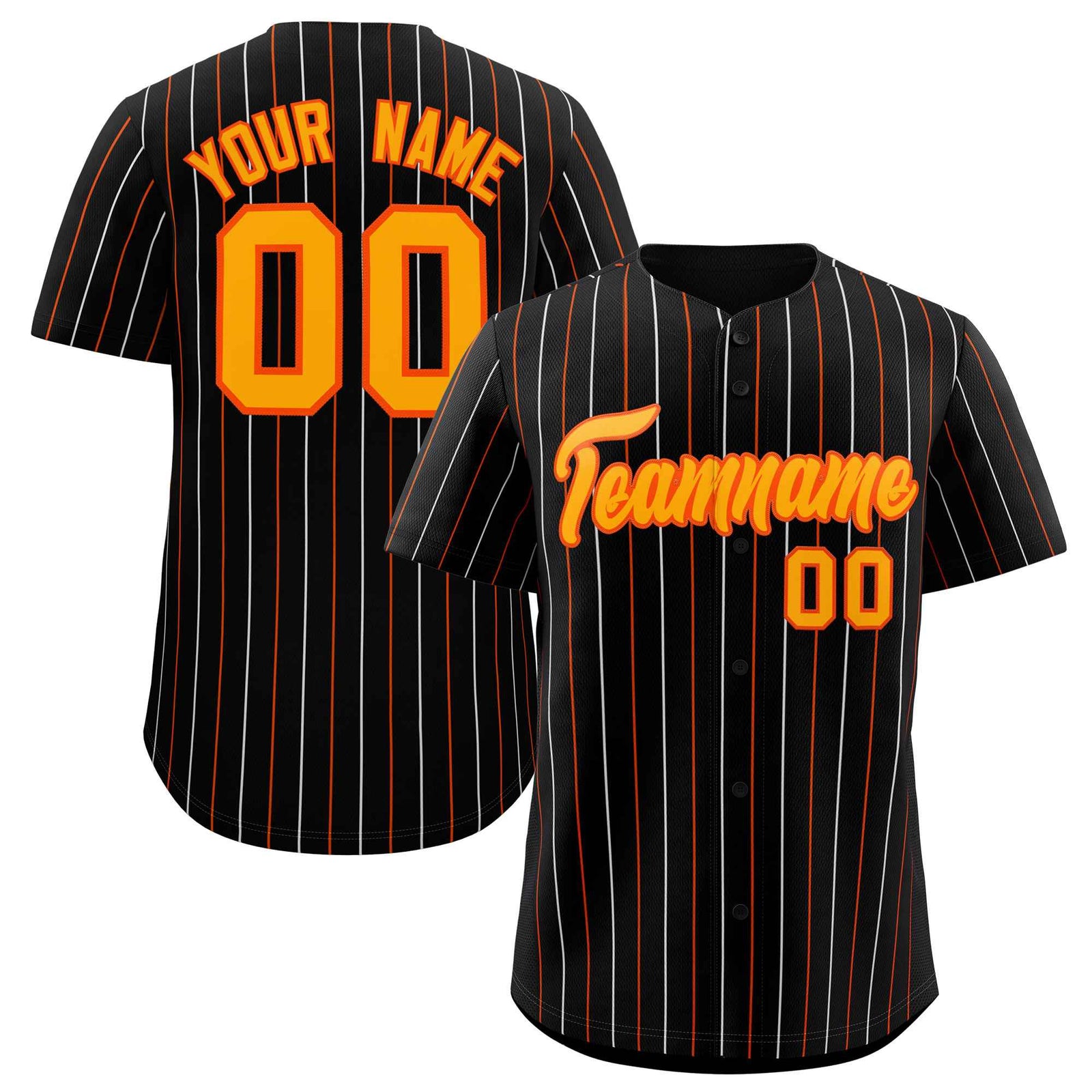 Custom Black Orange and White Bi-Color Stripes Fashion Authentic Baseball Jersey