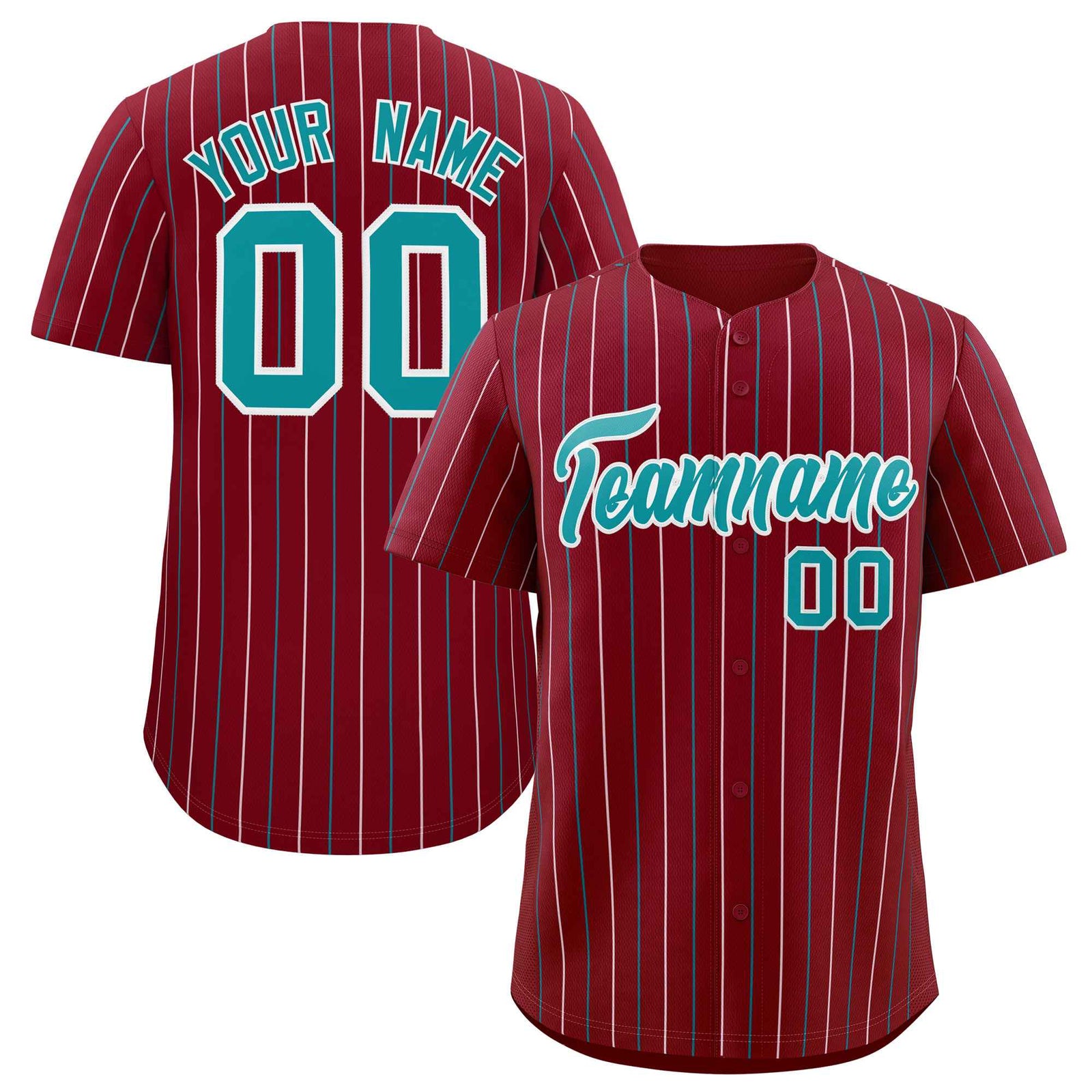 Custom Crimson Aqua and White Bi-Color Stripes Fashion Authentic Baseball Jersey