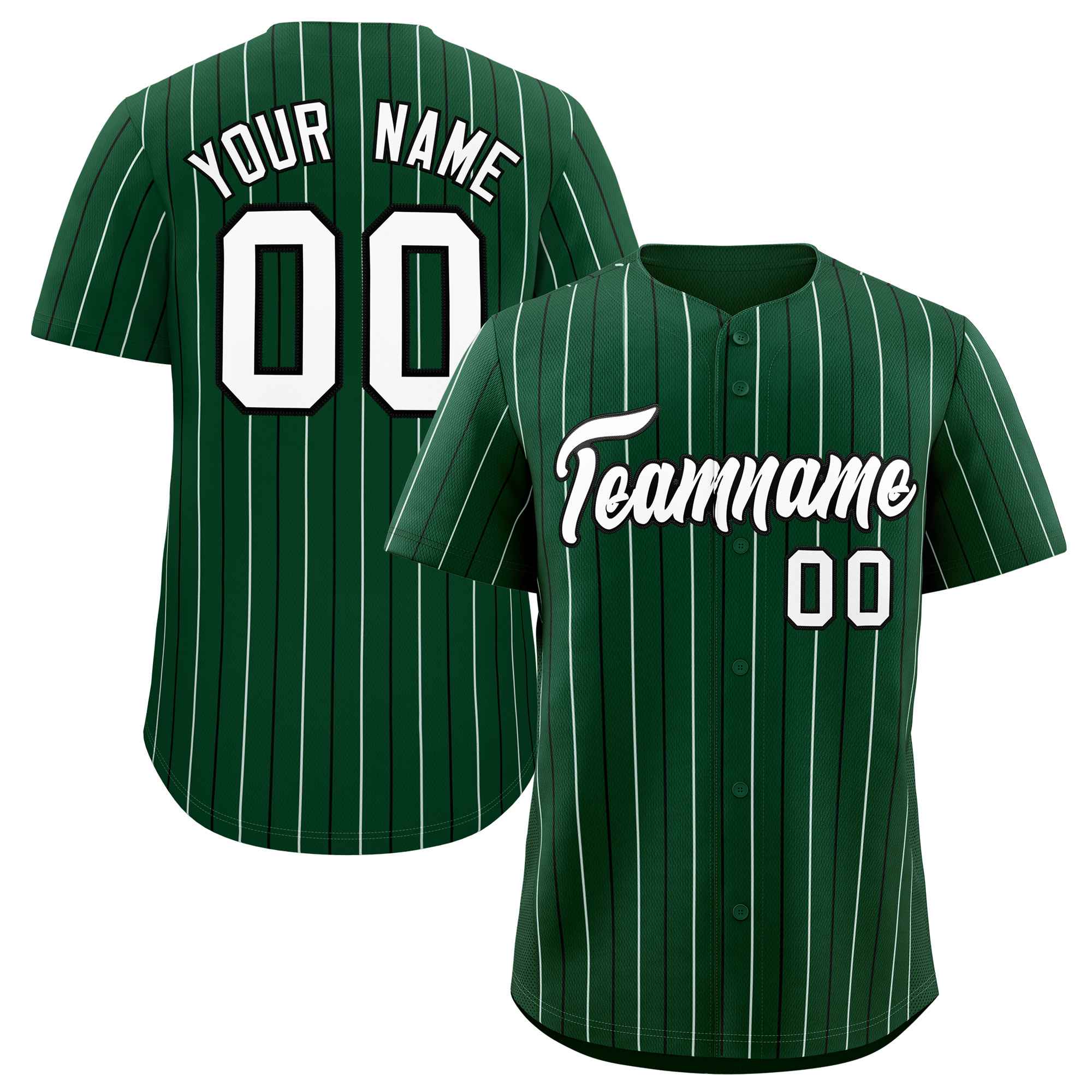 Custom Green Black and White Bi-Color Stripes Fashion Authentic Baseball Jersey