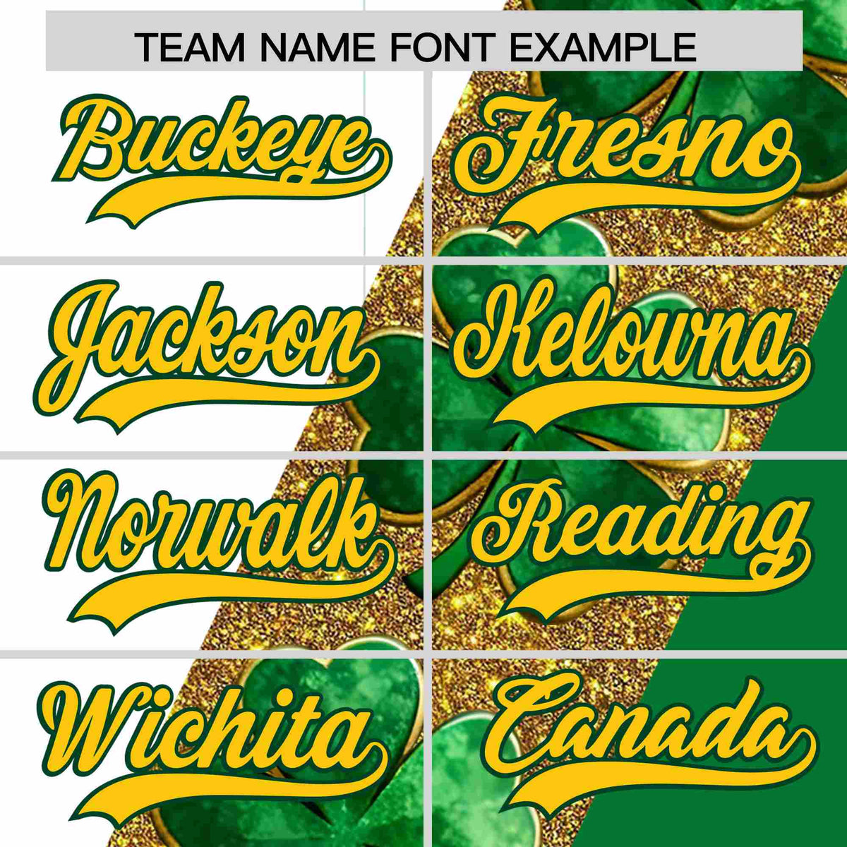 Custom White Kelly Green St.Patrick&#39;s Day Personalized Four Leaf Clover Pattern Baseball Jersey