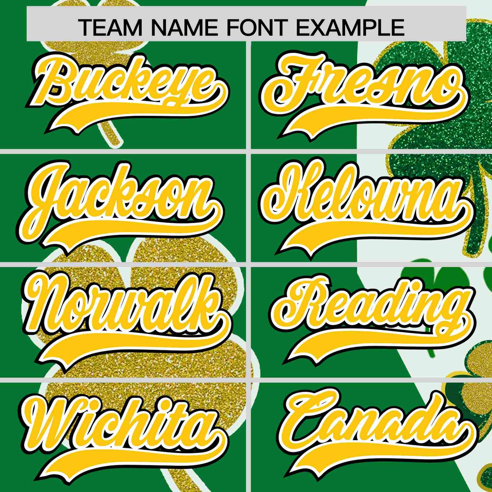 Custom Kelly Green Gold St.Patrick's Day Personalized Four Leaf Clover Pattern Baseball Jersey