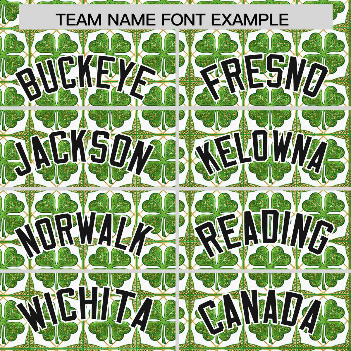 Custom White Black St.Patrick&#39;s Day Personalized Four Leaf Clover Pattern Baseball Jersey