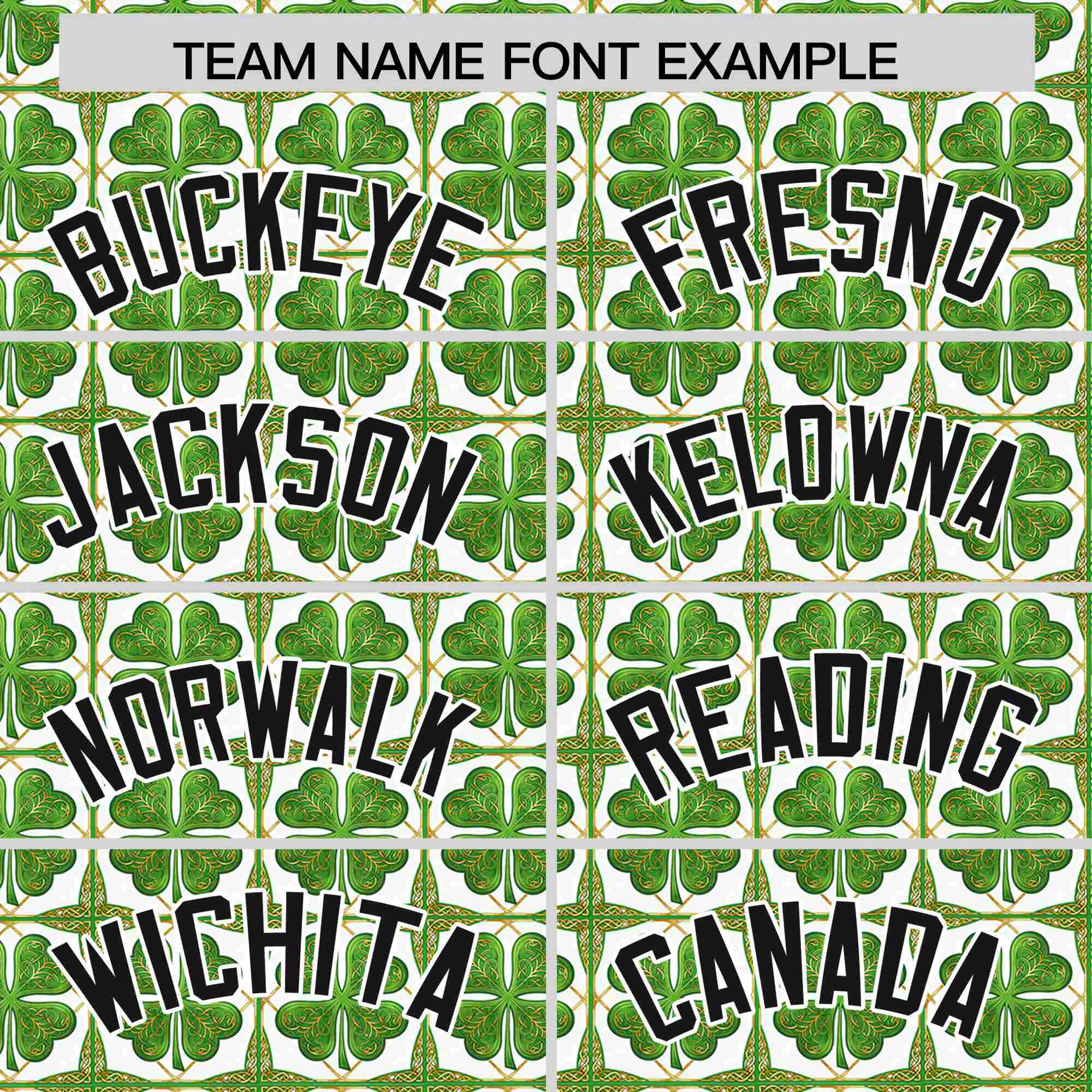 Custom White Black St.Patrick's Day Personalized Four Leaf Clover Pattern Baseball Jersey