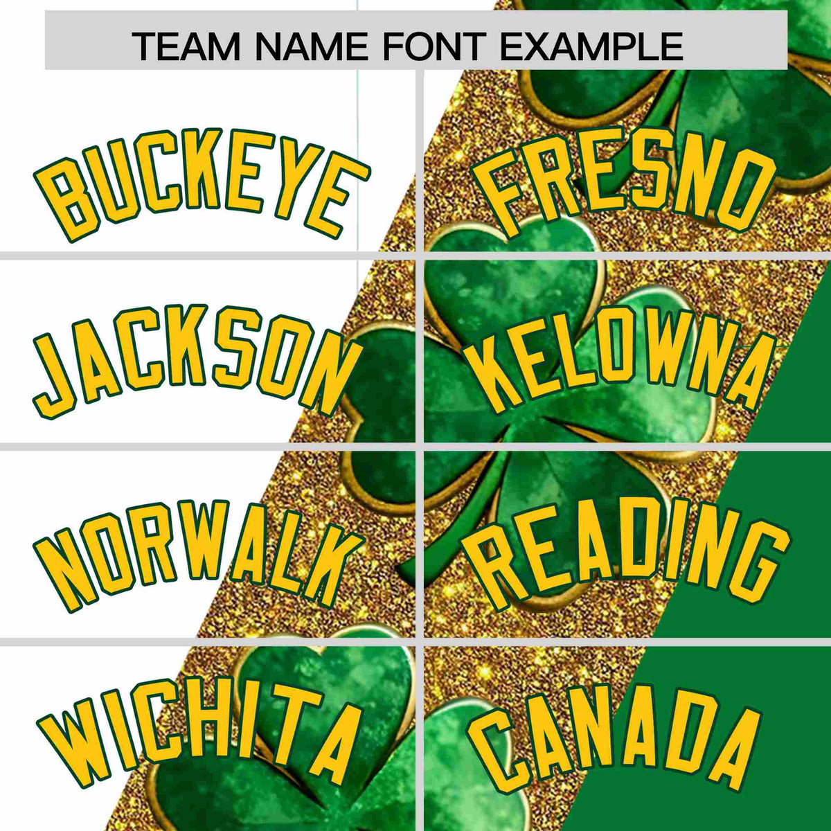 Custom White Kelly Green St.Patrick&#39;s Day Personalized Four Leaf Clover Pattern Baseball Jersey