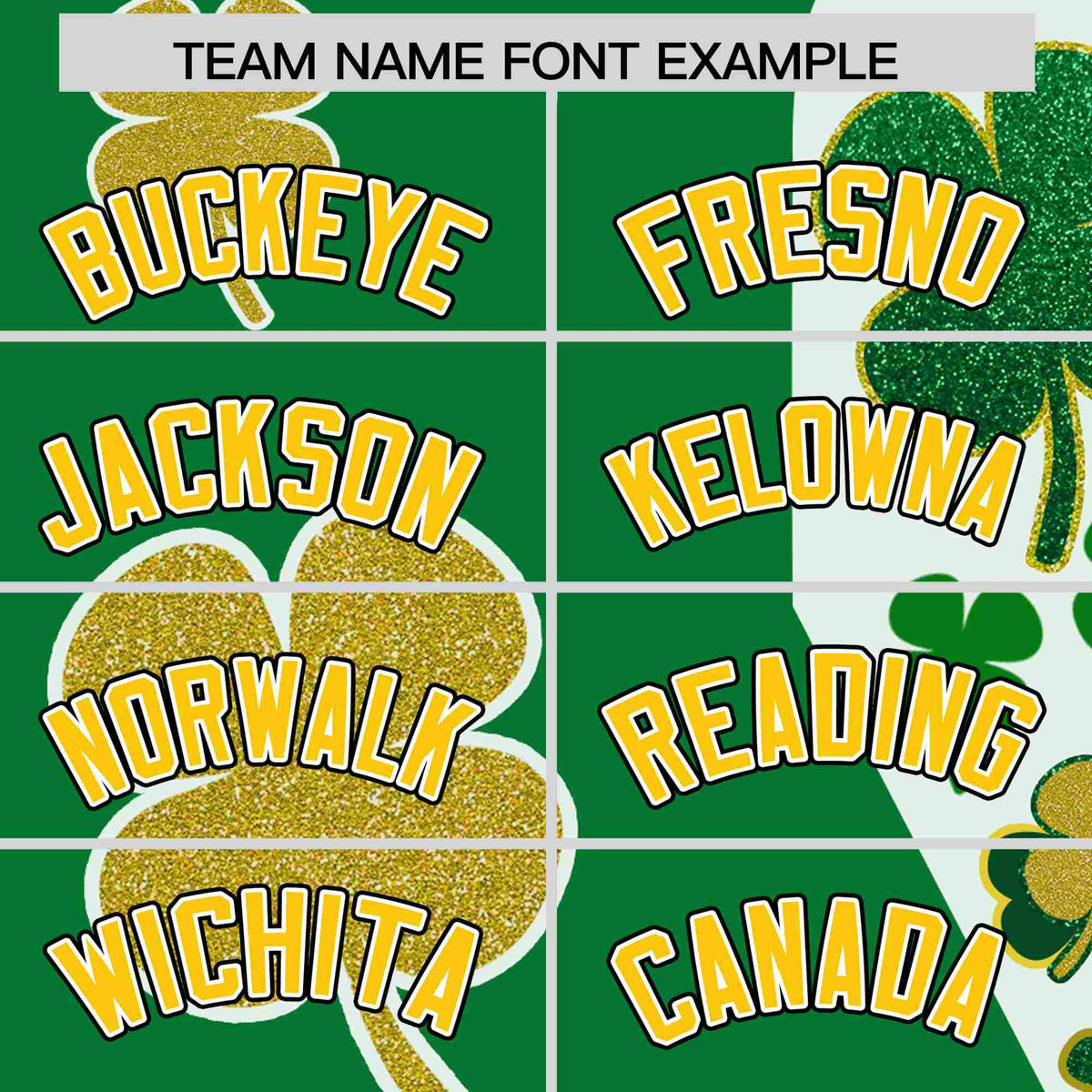 Custom Kelly Green Gold St.Patrick&#39;s Day Personalized Four Leaf Clover Pattern Baseball Jersey