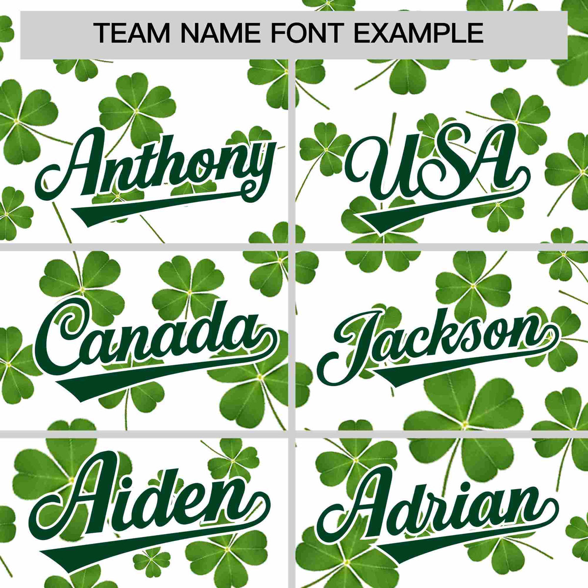 Custom White Green St.Patrick&#39;s Day Personalized Four Leaf Clover Pattern Baseball Jersey| KXKSHOP