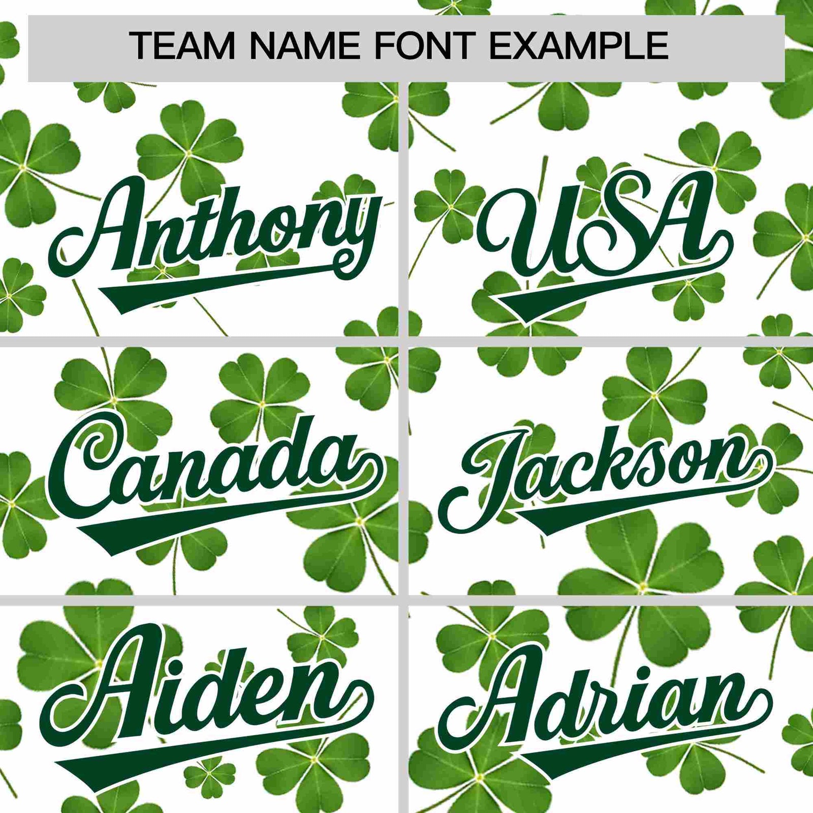 Custom White Green St.Patrick's Day Personalized Four Leaf Clover Pattern Baseball Jersey| KXKSHOP