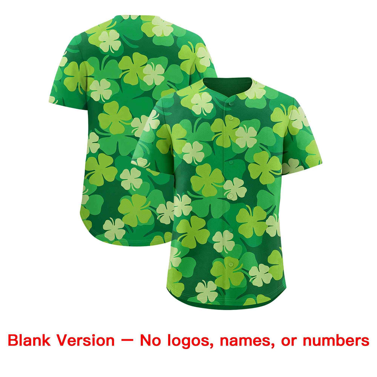 Custom Kelly Green White St.Patrick&#39;s Day Personalized Four Leaf Clover Pattern Baseball Jersey| KXKSHOP