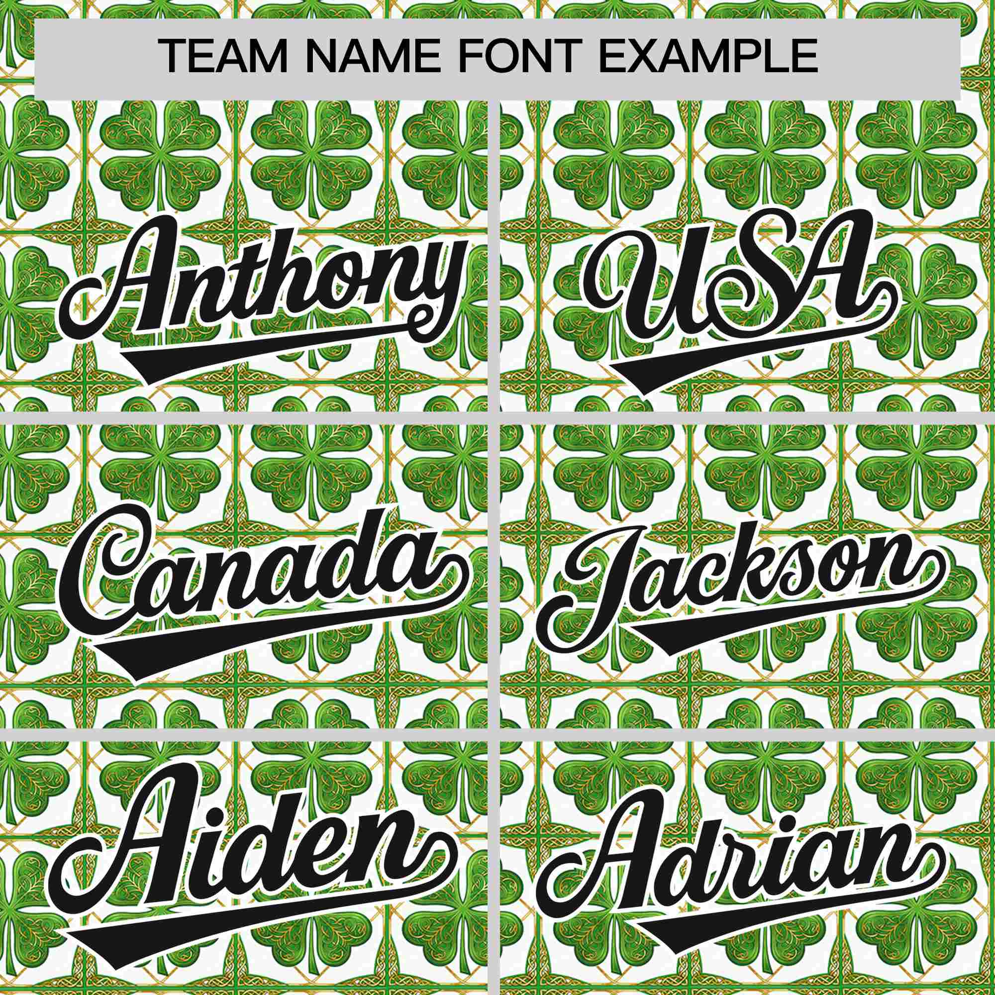 Custom White Black St.Patrick's Day Personalized Four Leaf Clover Pattern Baseball Jersey| KXKSHOP