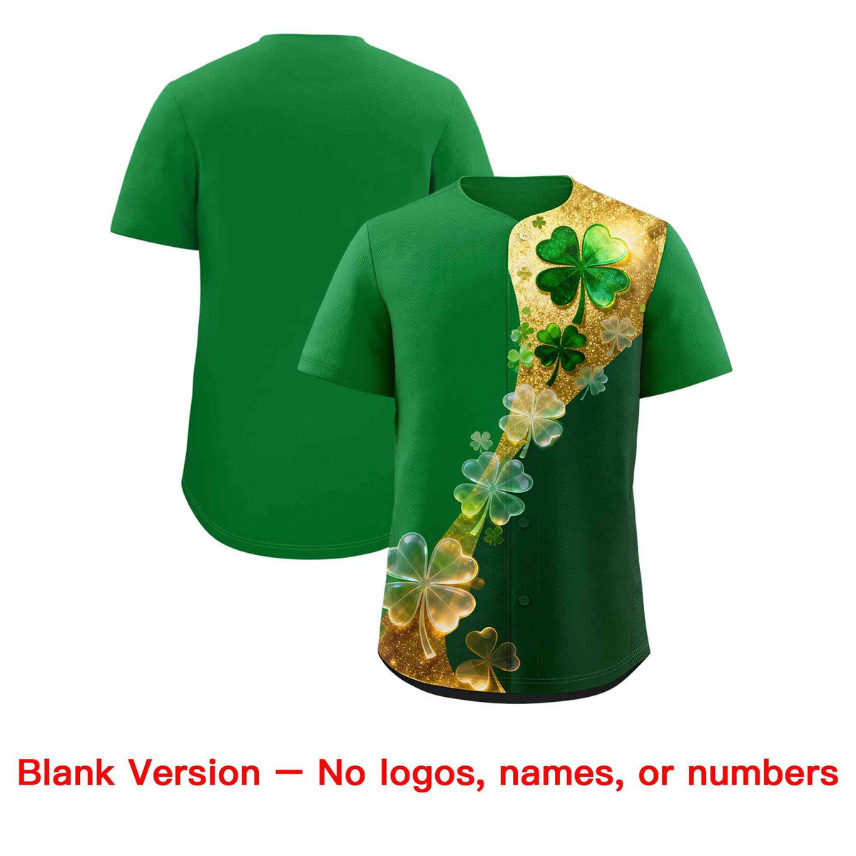 Custom Kelly Green Green St.Patrick&#39;s Day Personalized Four Leaf Clover Pattern Baseball Jersey| KXKSHOP