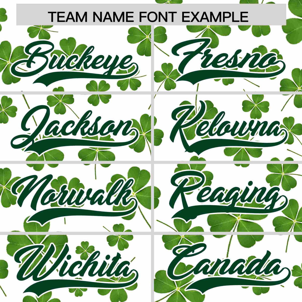 Custom White Green St.Patrick&#39;s Day Personalized Four Leaf Clover Pattern Baseball Jersey