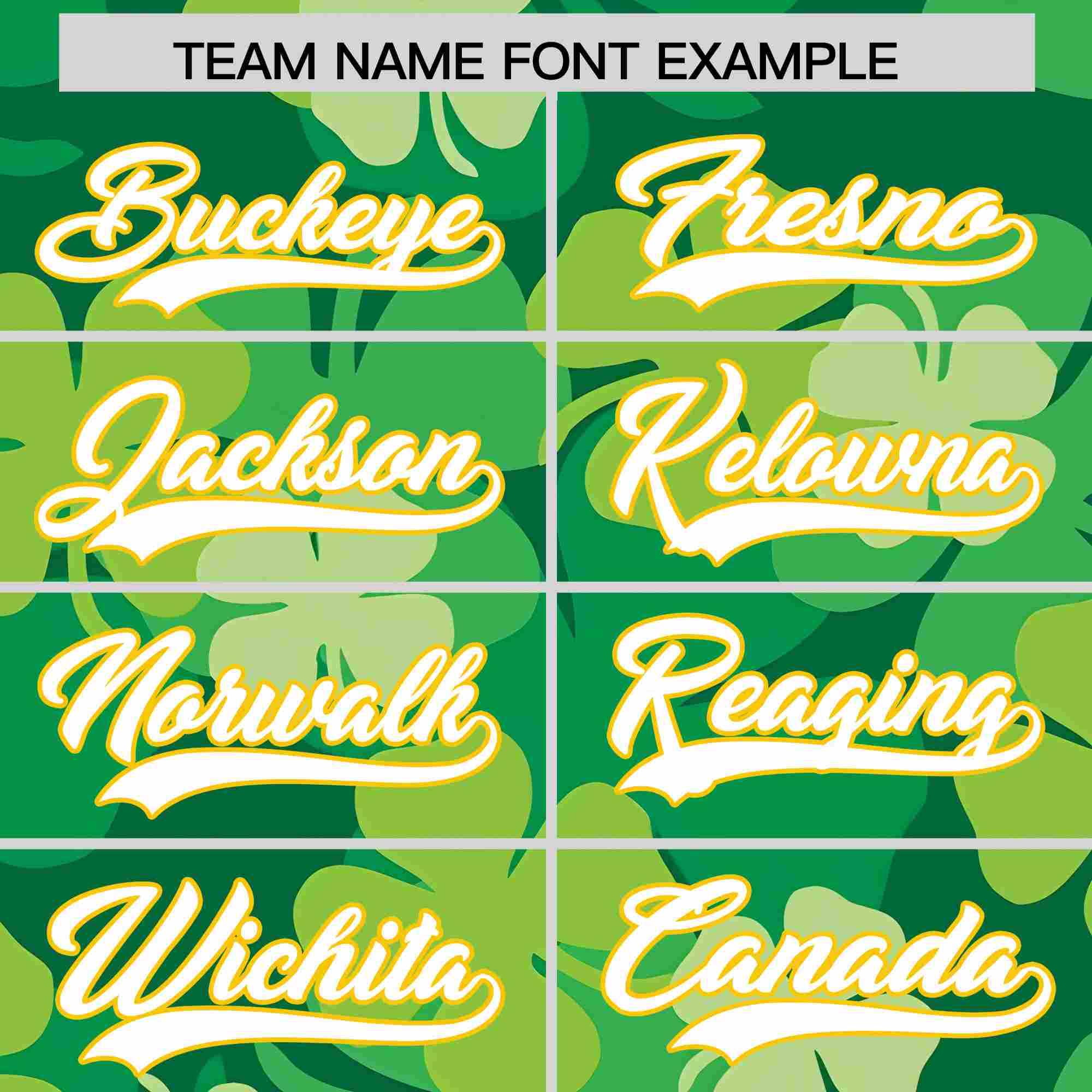 Custom Kelly Green White St.Patrick's Day Personalized Four Leaf Clover Pattern Baseball Jersey