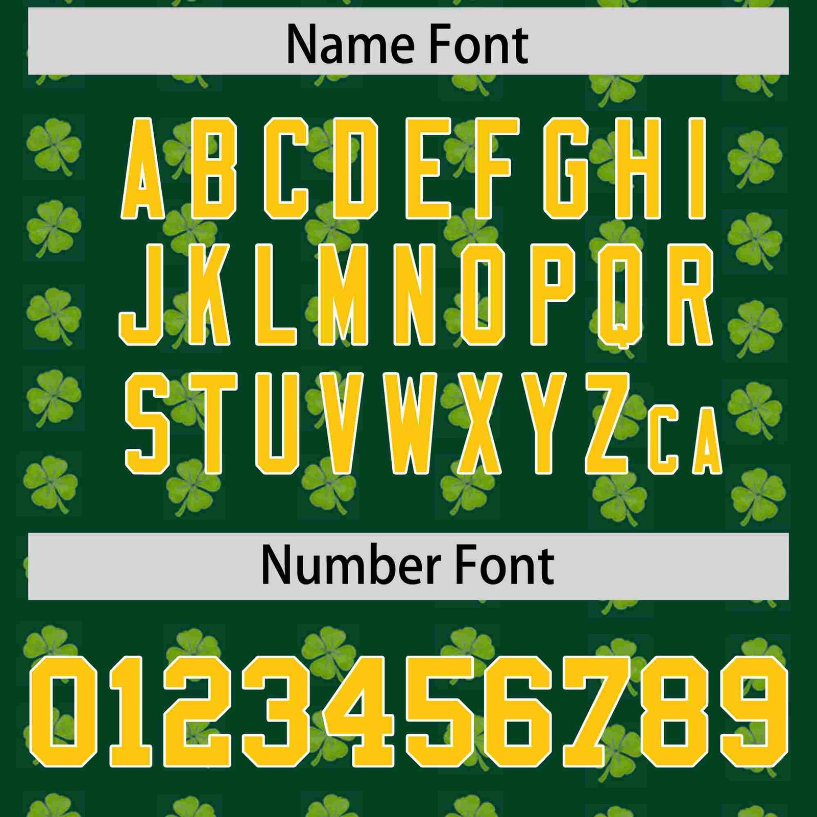 Custom Green Gold St.Patrick's Day Personalized Four Leaf Clover Pattern Baseball Jersey