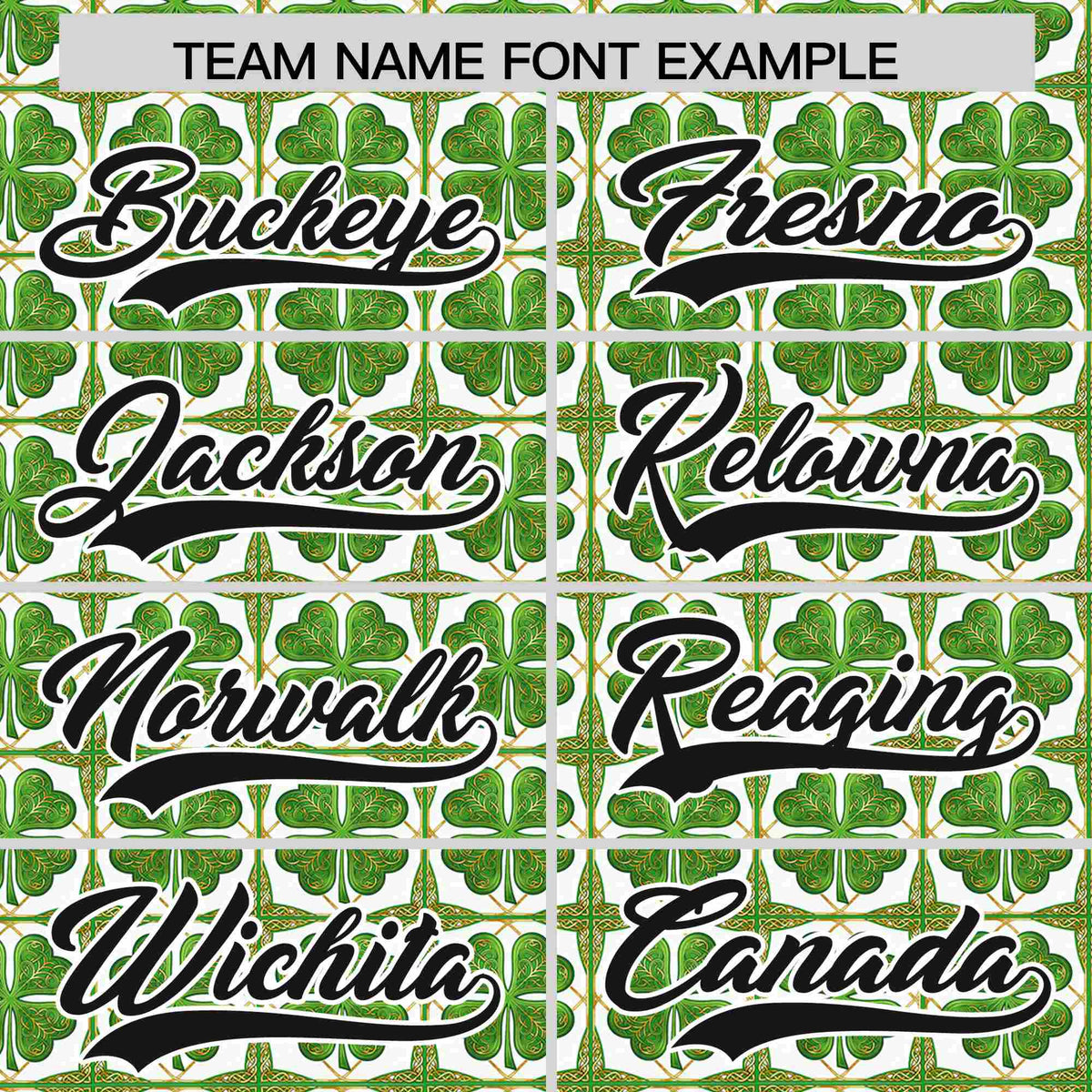 Custom White Black St.Patrick&#39;s Day Personalized Four Leaf Clover Pattern Baseball Jersey