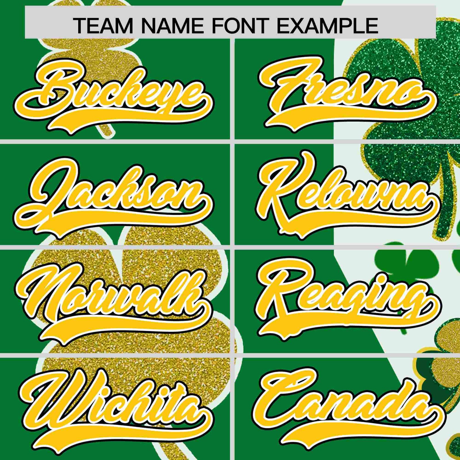 Custom Kelly Green Gold St.Patrick's Day Personalized Four Leaf Clover Pattern Baseball Jersey