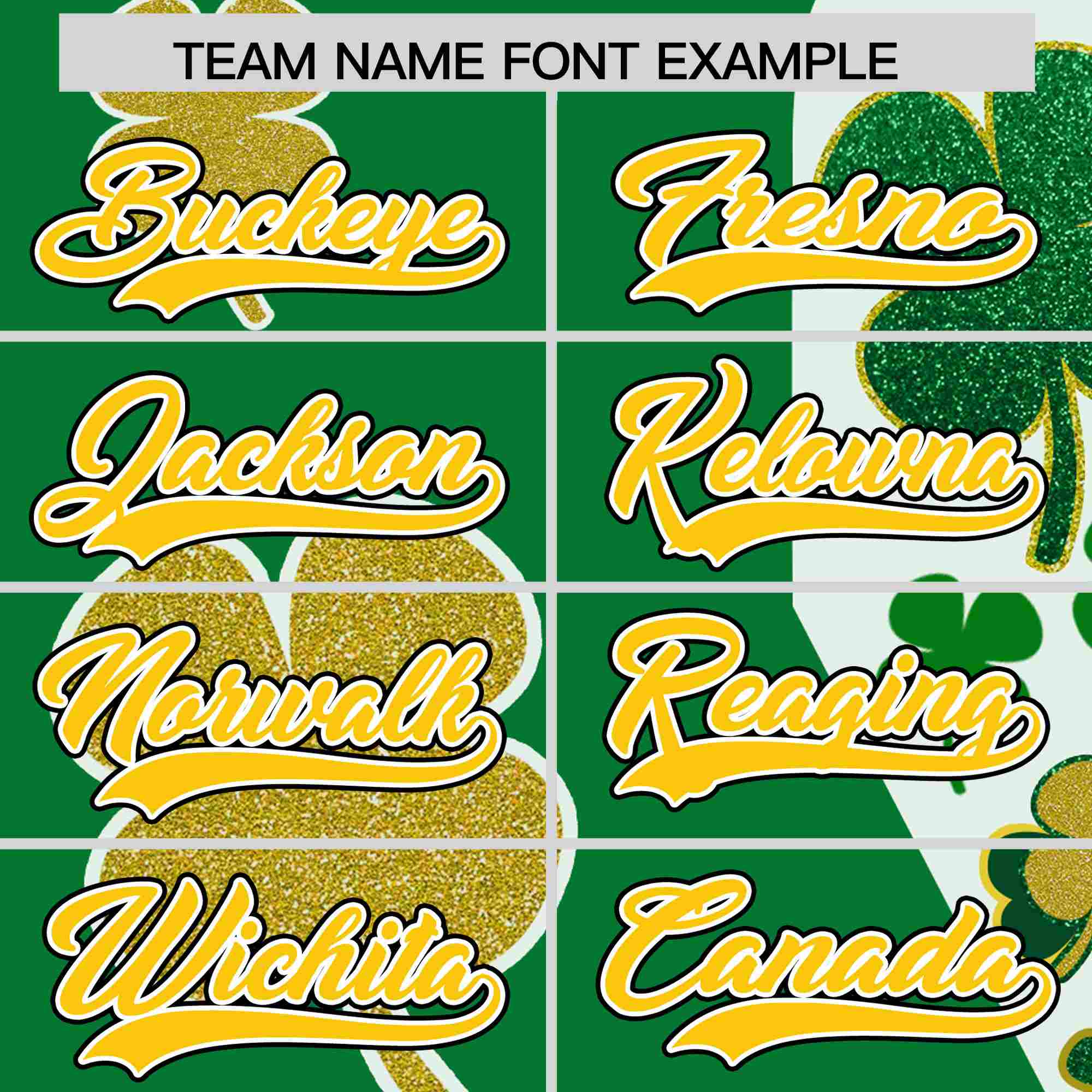 Custom Kelly Green Gold St.Patrick's Day Personalized Four Leaf Clover Pattern Baseball Jersey