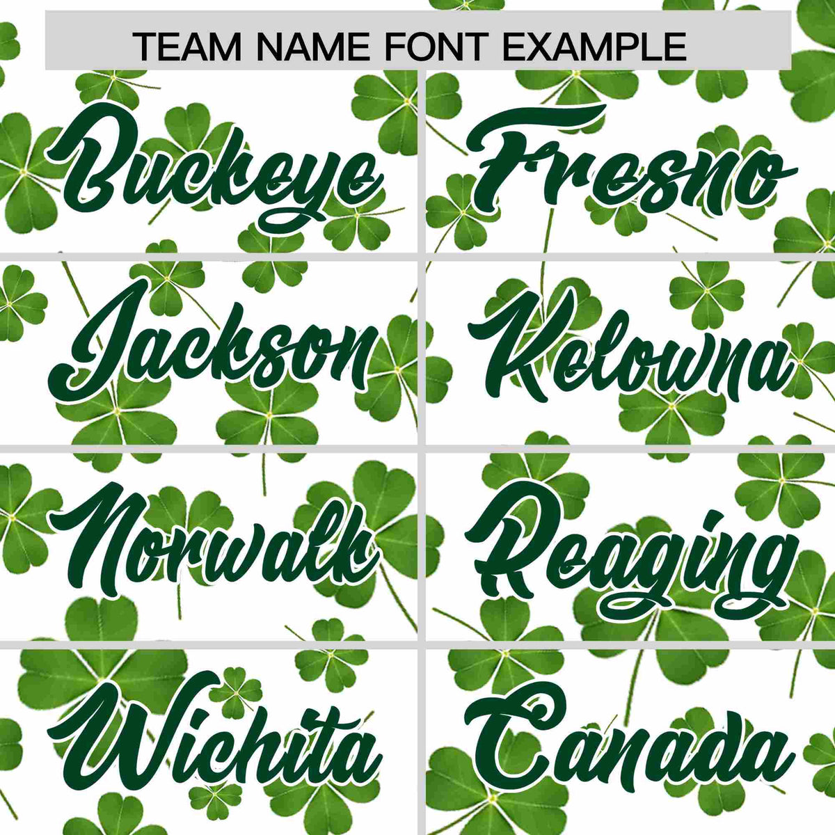 Custom White Green St.Patrick&#39;s Day Personalized Four Leaf Clover Pattern Baseball Jersey