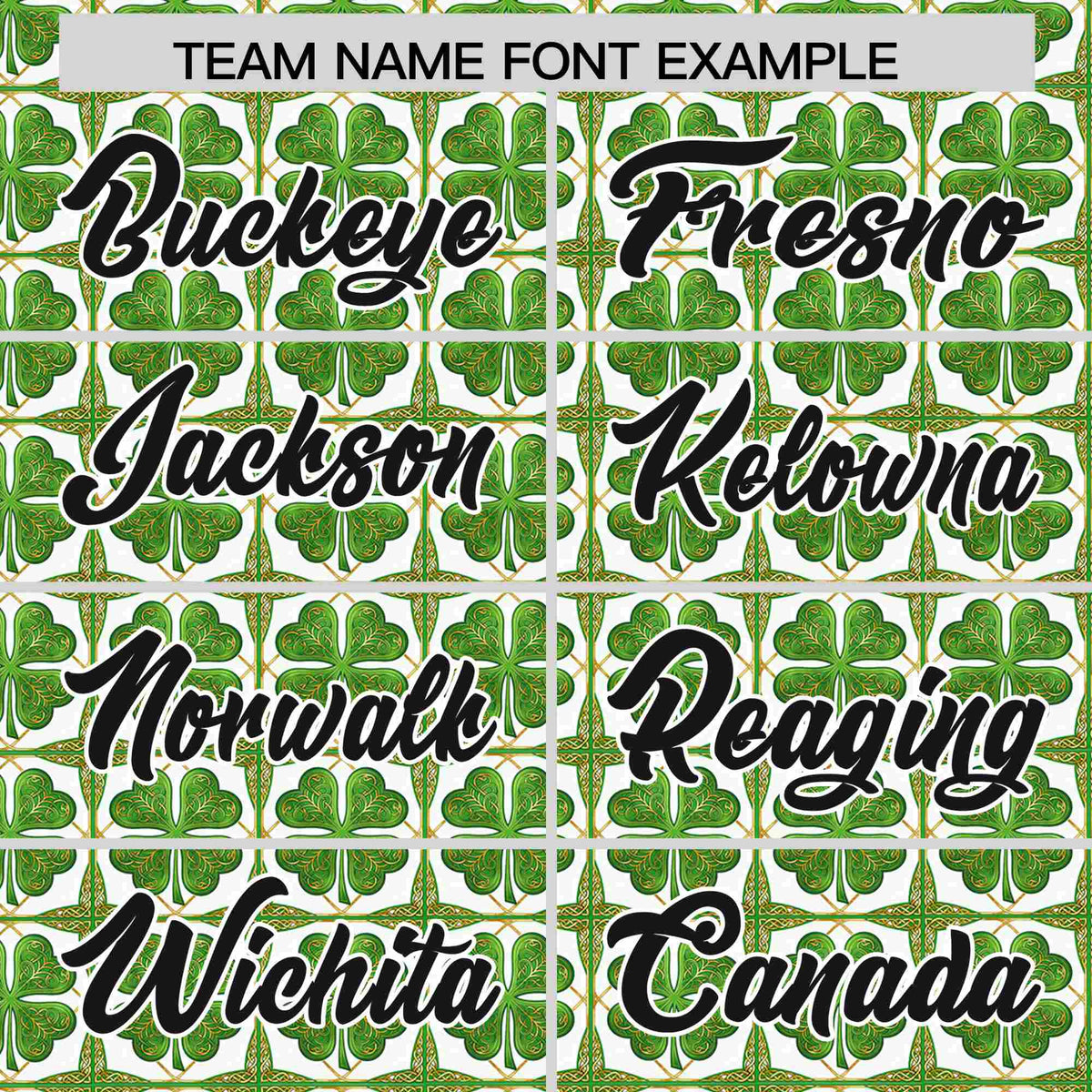 Custom White Black St.Patrick&#39;s Day Personalized Four Leaf Clover Pattern Baseball Jersey